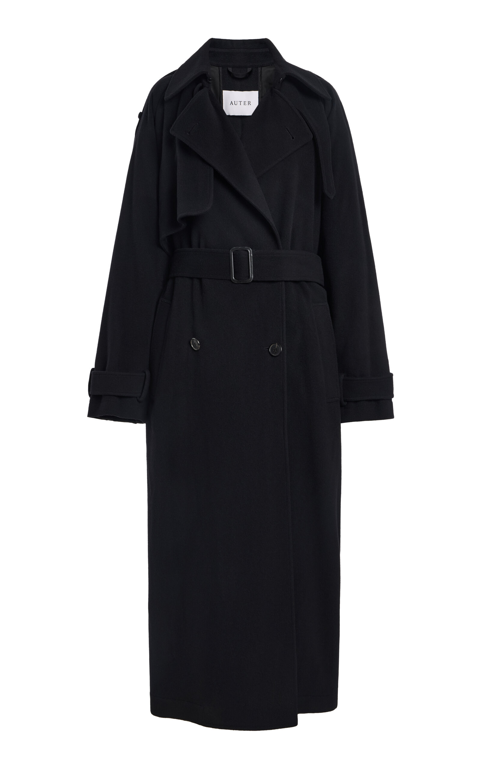 Auter - Belted Wool-Cashmere Trench Coat - Black - S - Moda Operandi