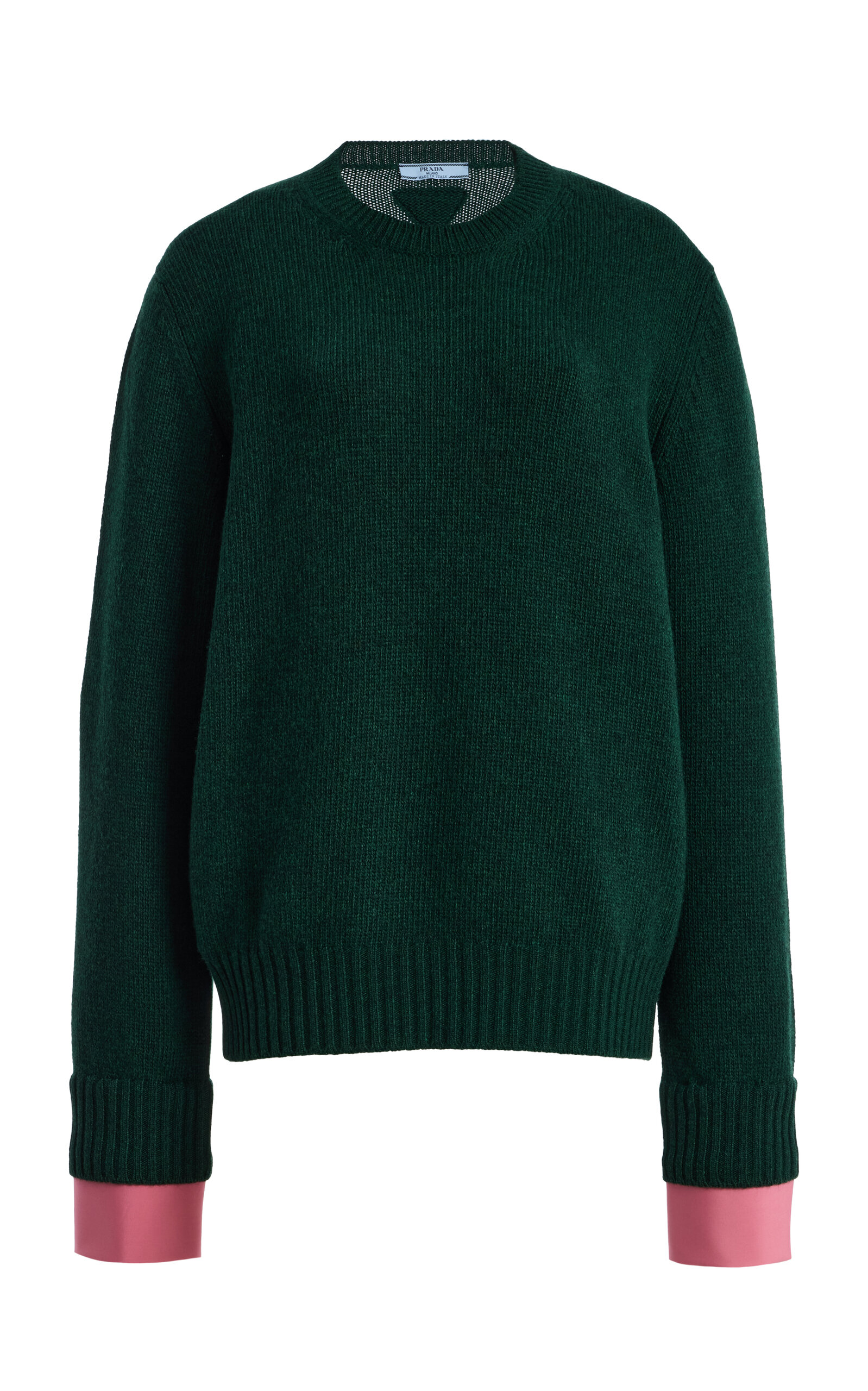 Prada - Color-Blocked Wool-Cashmere Sweater - Green - IT 44 - Moda Operandi