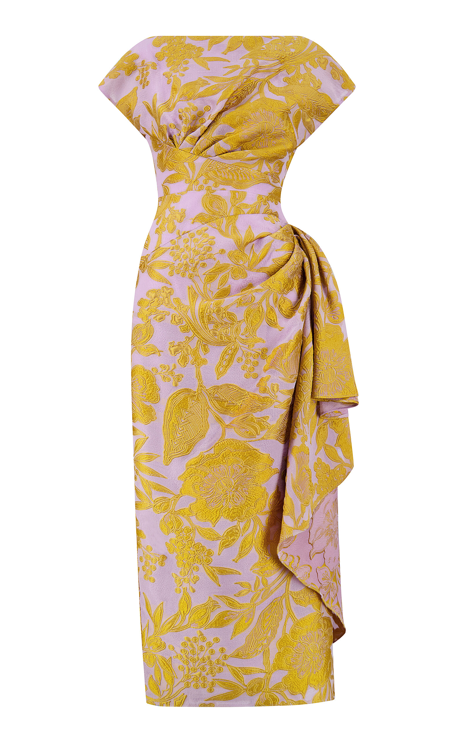 Lela Rose Floral Fil Coupé Florence Dress In Yellow