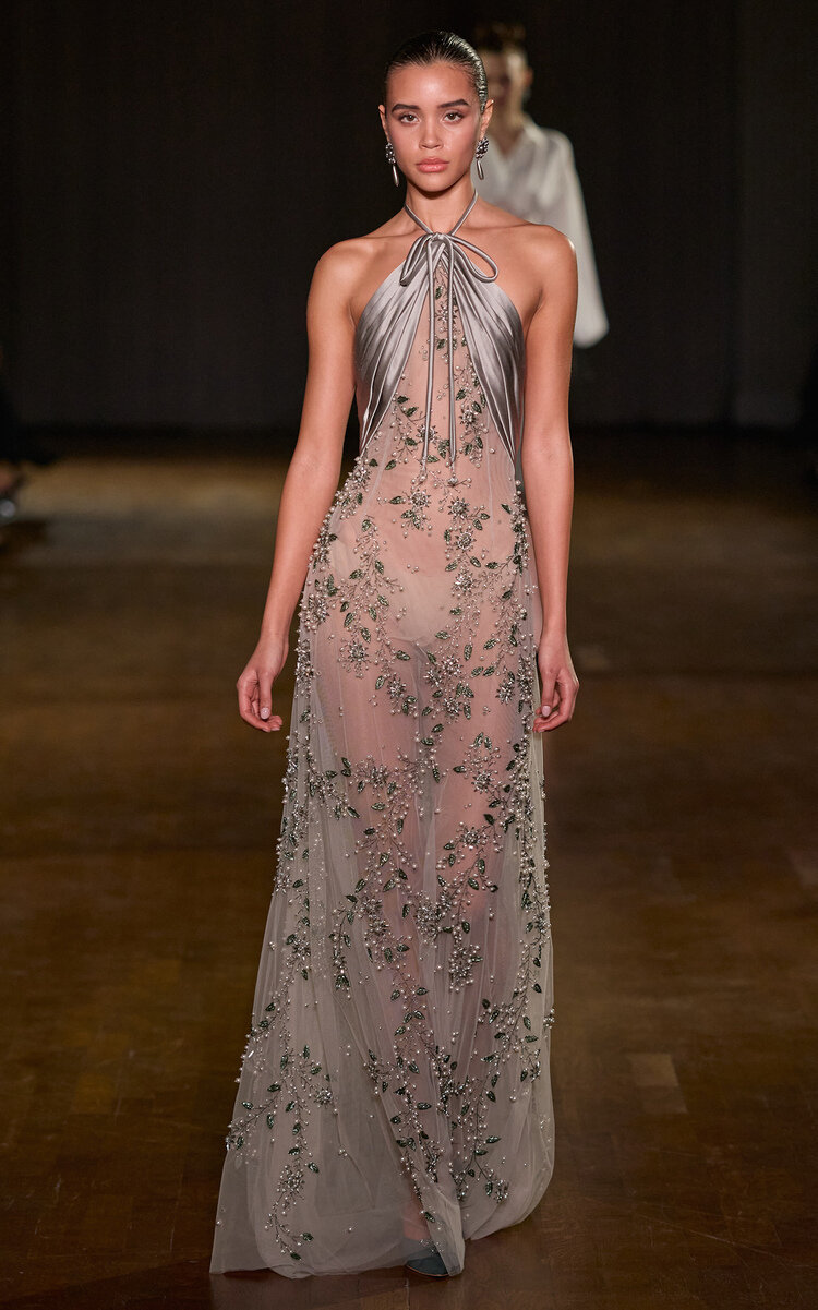 Halter Neck Embellished Maxi Dress