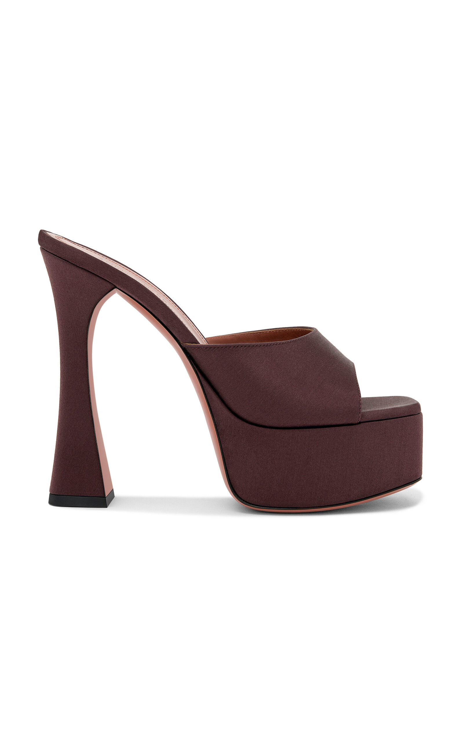 Amina Muaddi Dalida Satin Platform Mules In Brown