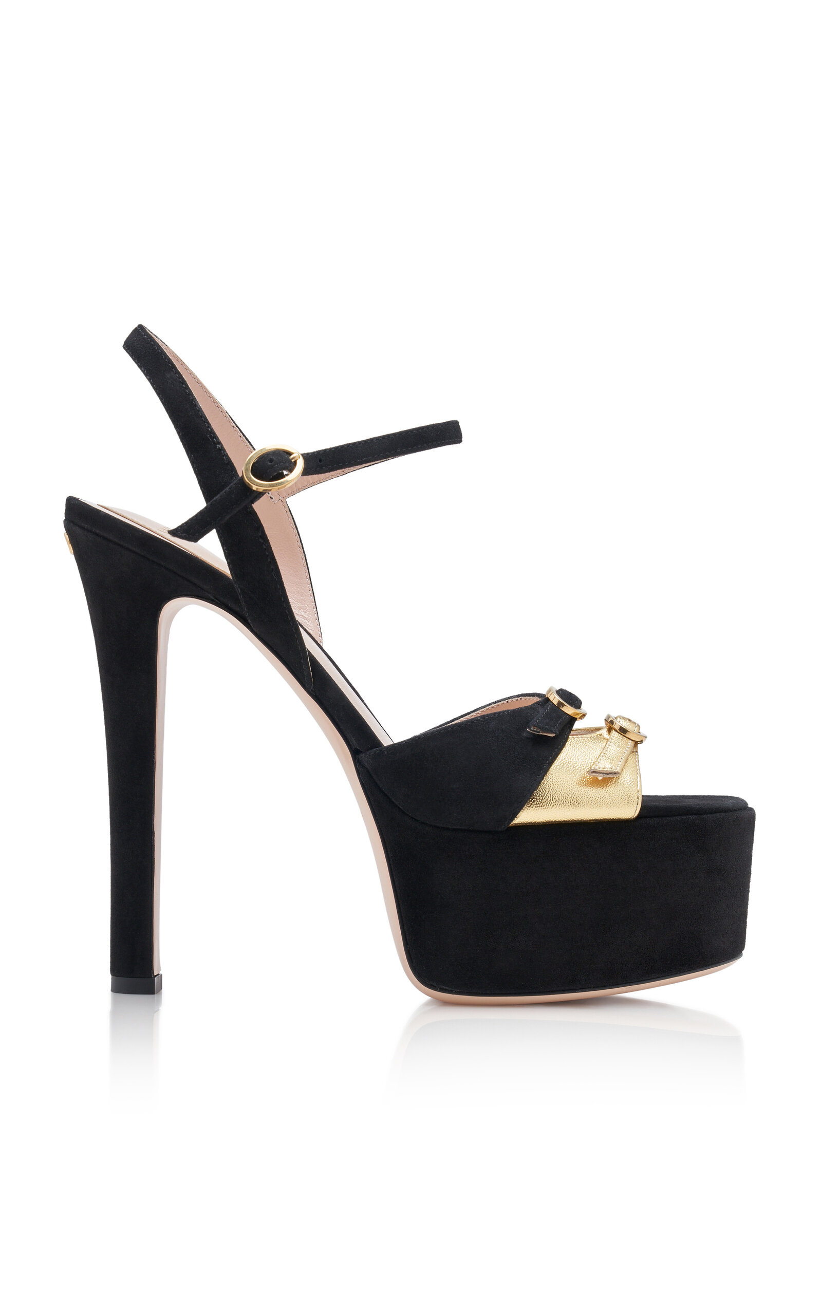 Valentino Garavani Crasher Suede Platform Sandals In Black