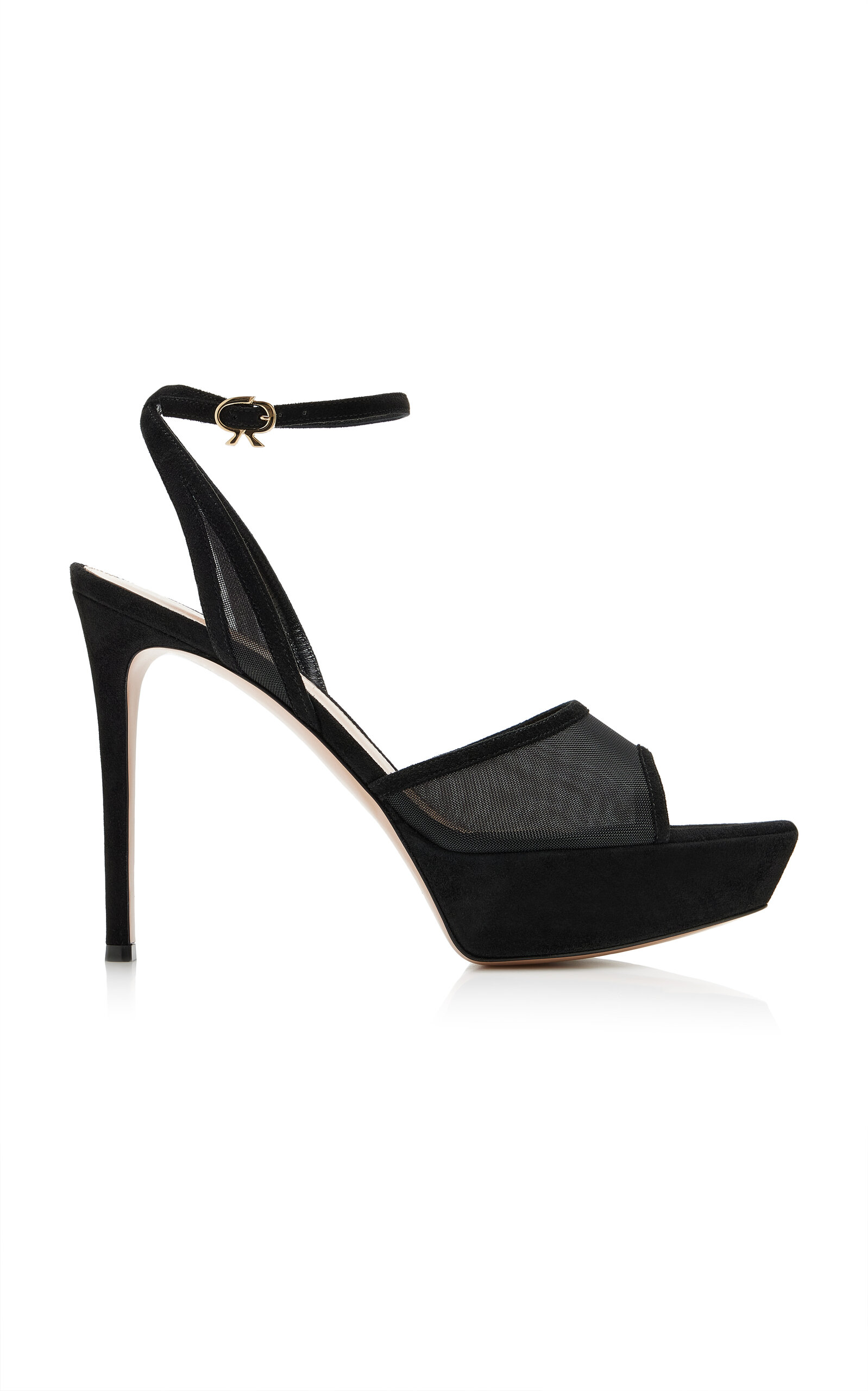 Gianvito Rossi Mesh And Suede Platform Pumps In Black