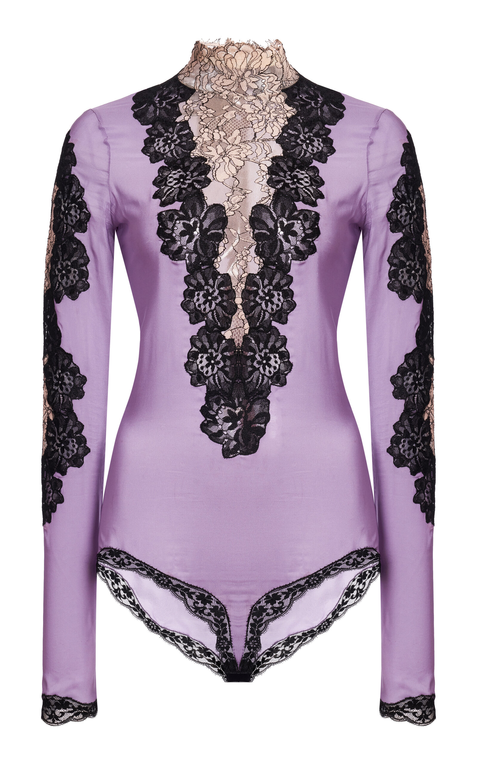Valentino Garavani Lace-Trimmed Jersey Bodysuit - Moda Operandi