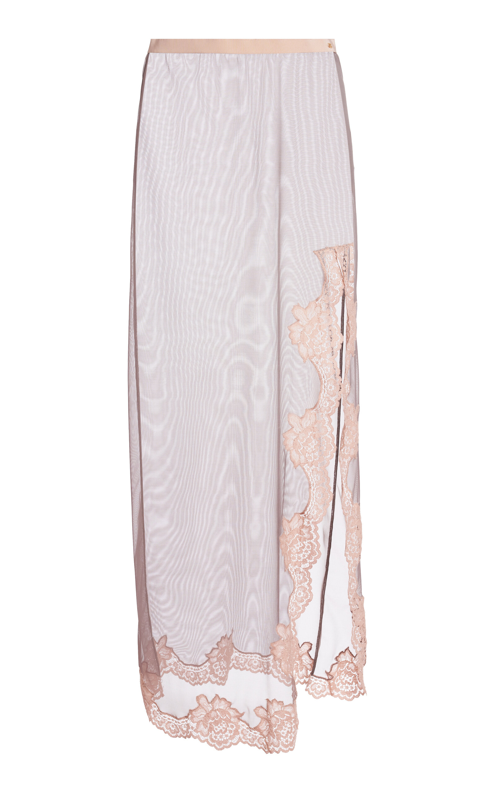 Valentino Garavani Lace-trimmed Tulle Maxi Skirt In Grey