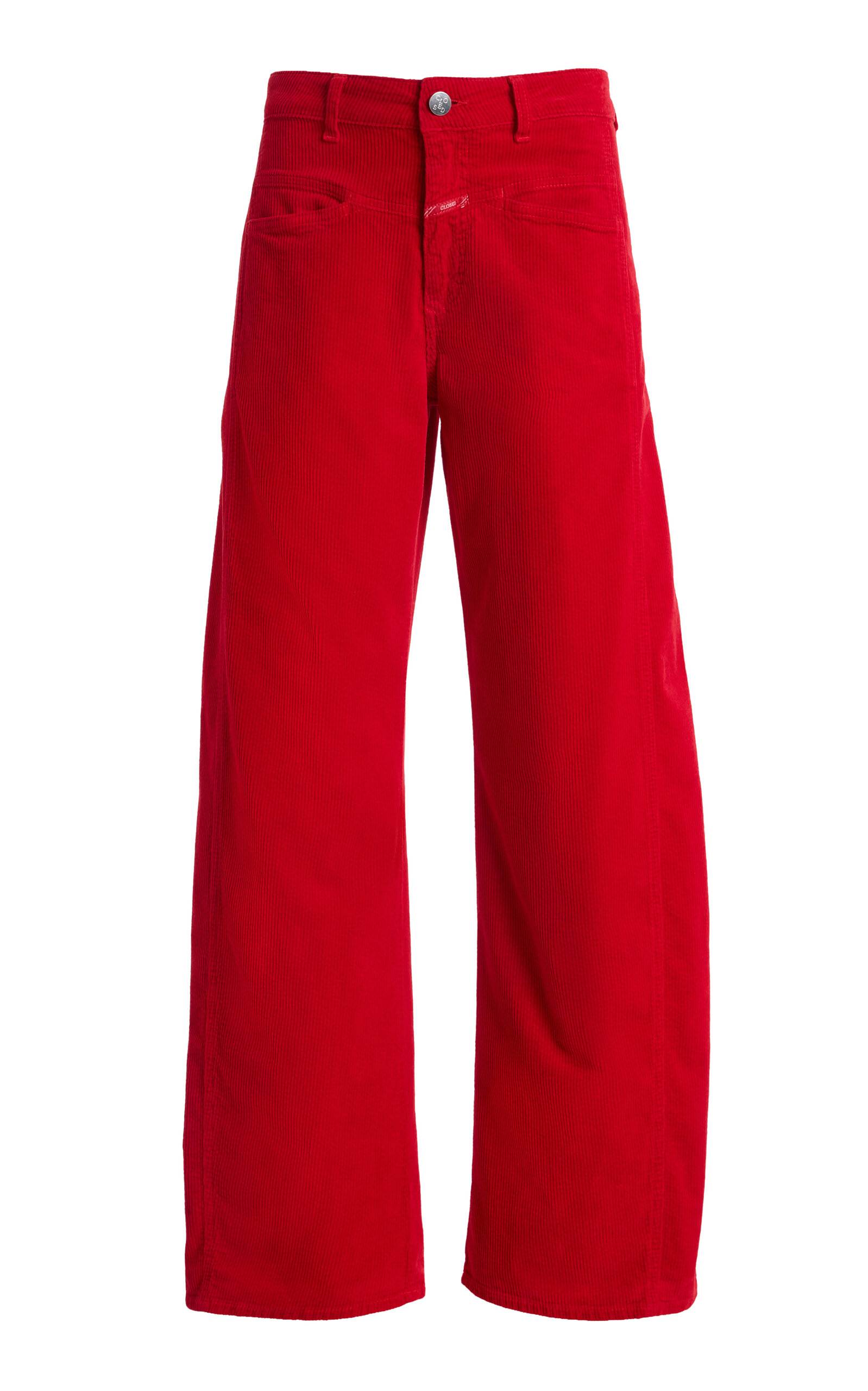 CLOSED - Tori-X Stretch-Corduroy Mid-Rise Barrel-Leg Jeans - Red - 24 - Moda Operandi