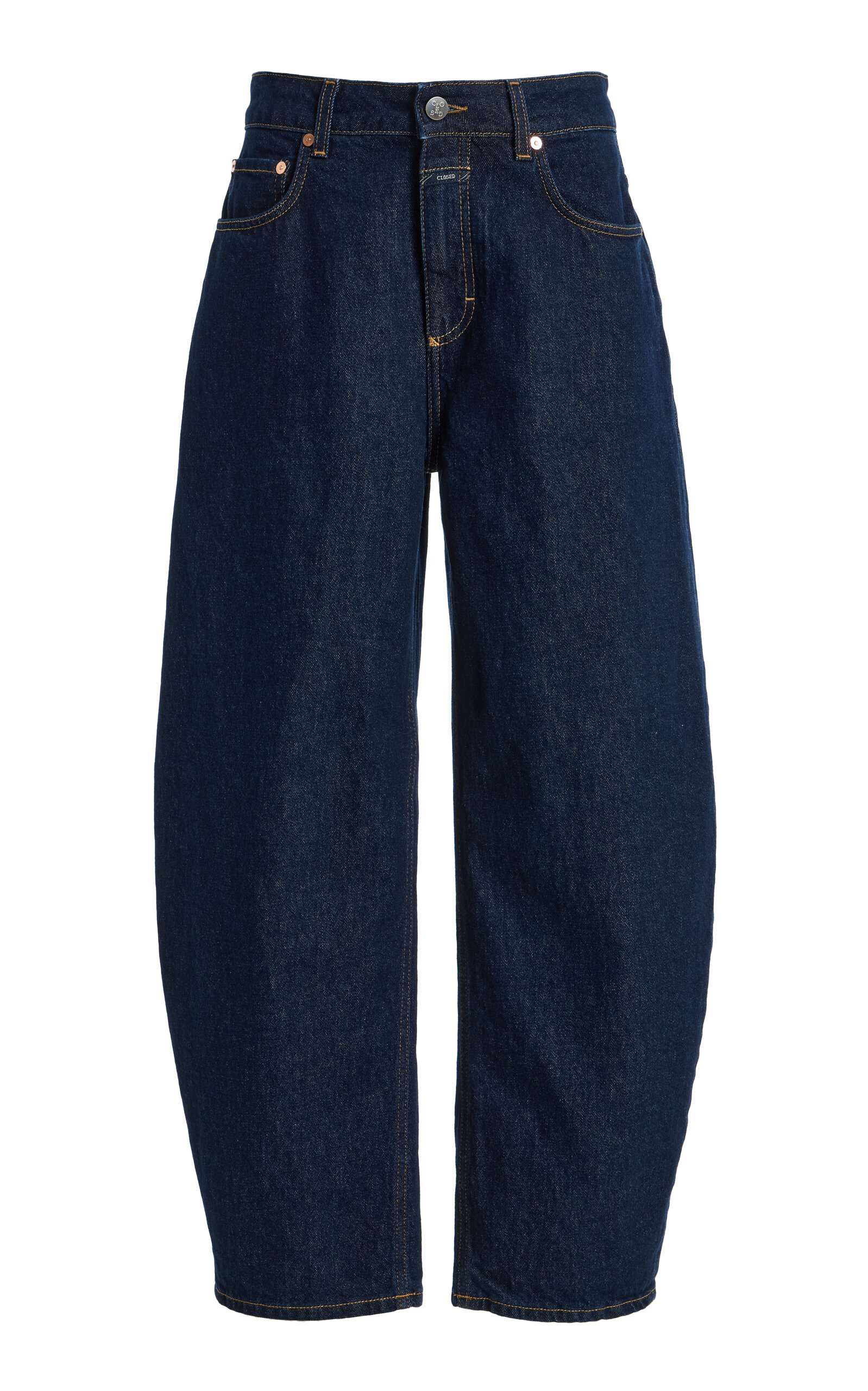 Closed Jazzie Stretch Mid-rise Cropped Barrel-leg Jeans In Dark Wash