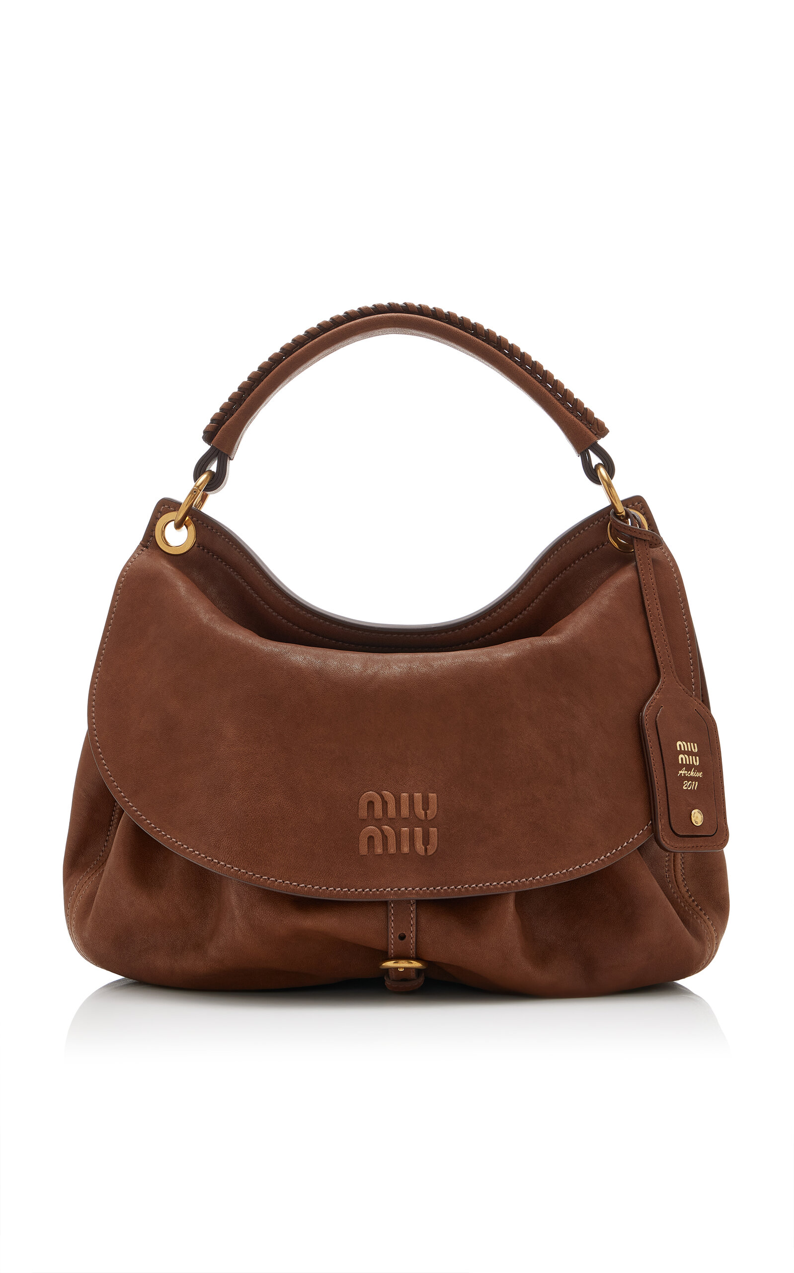 Miu Miu - Rendez-Vous Leather Shoulder Bag - Brown - OS - Moda Operandi