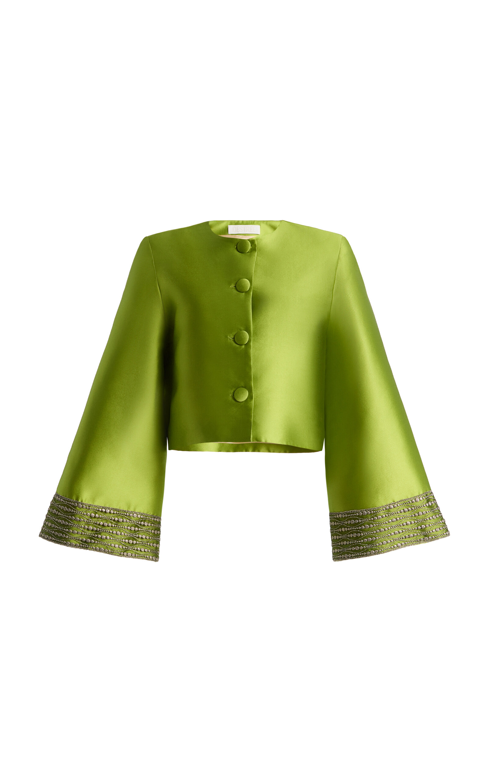 D'estree Destree Ruby Smart Satin Jacket In Green