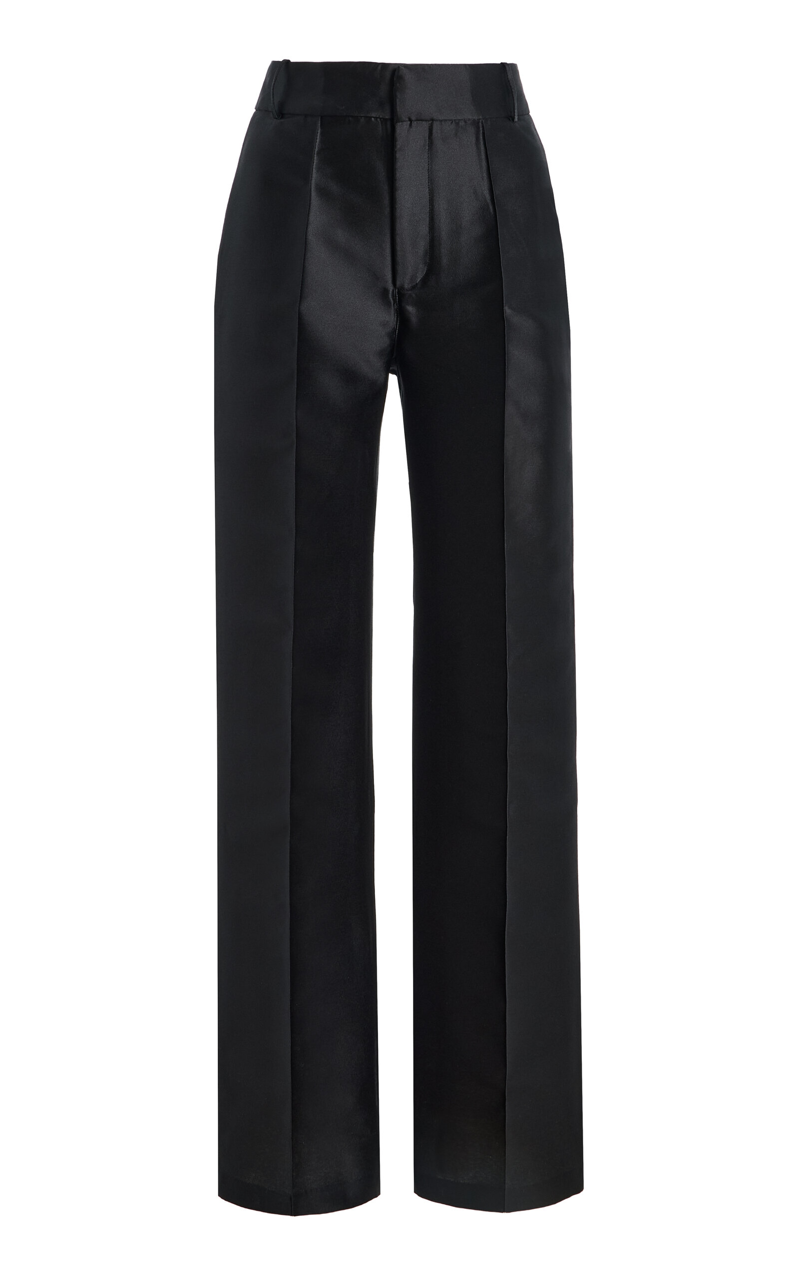 D'estree Destree Yoshitomo Satin Straight-leg Pants In Black