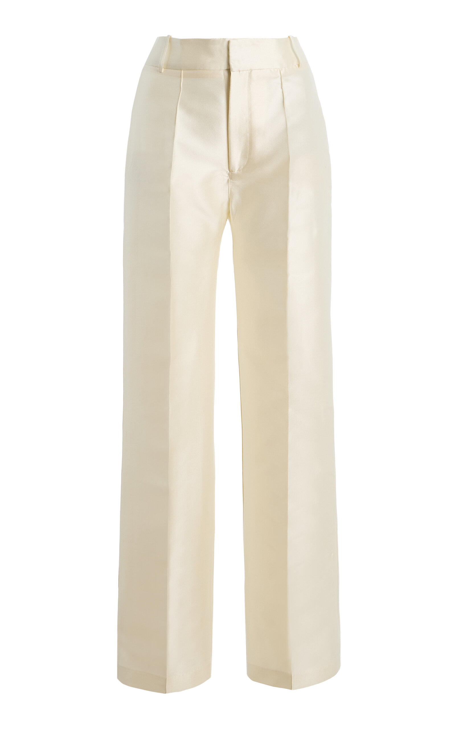 D'estree Destree Yoshitomo Satin Straight-leg Pants In White