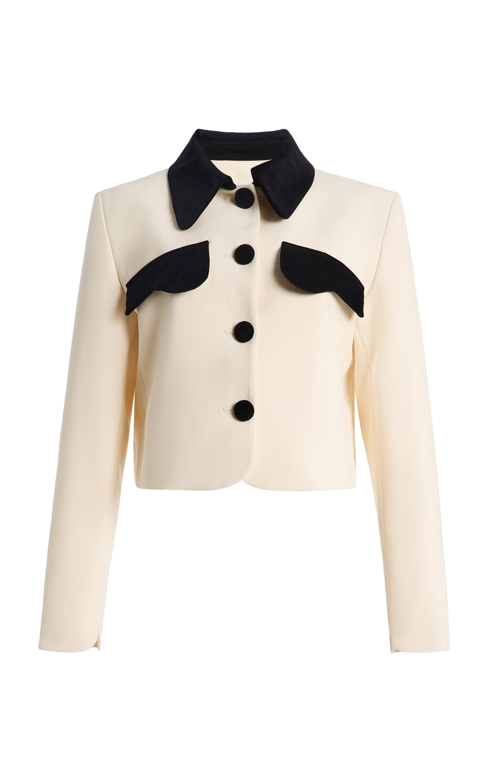D'estree Destree Exclusive Tatiana Cropped Crepe Jacket In White