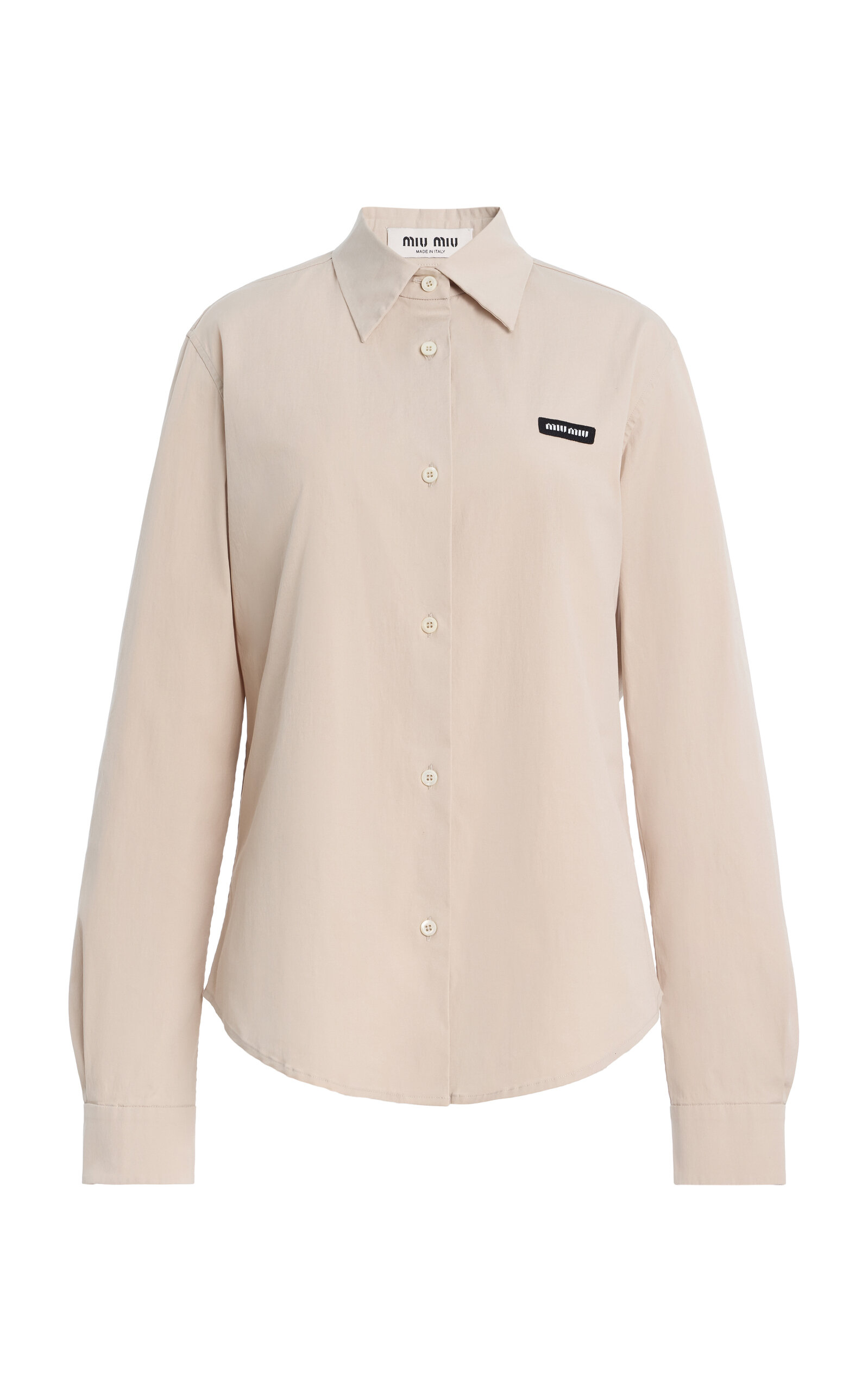 Miu Miu - Cotton-Blend Poplin Shirt - White - IT 42 - Moda Operandi