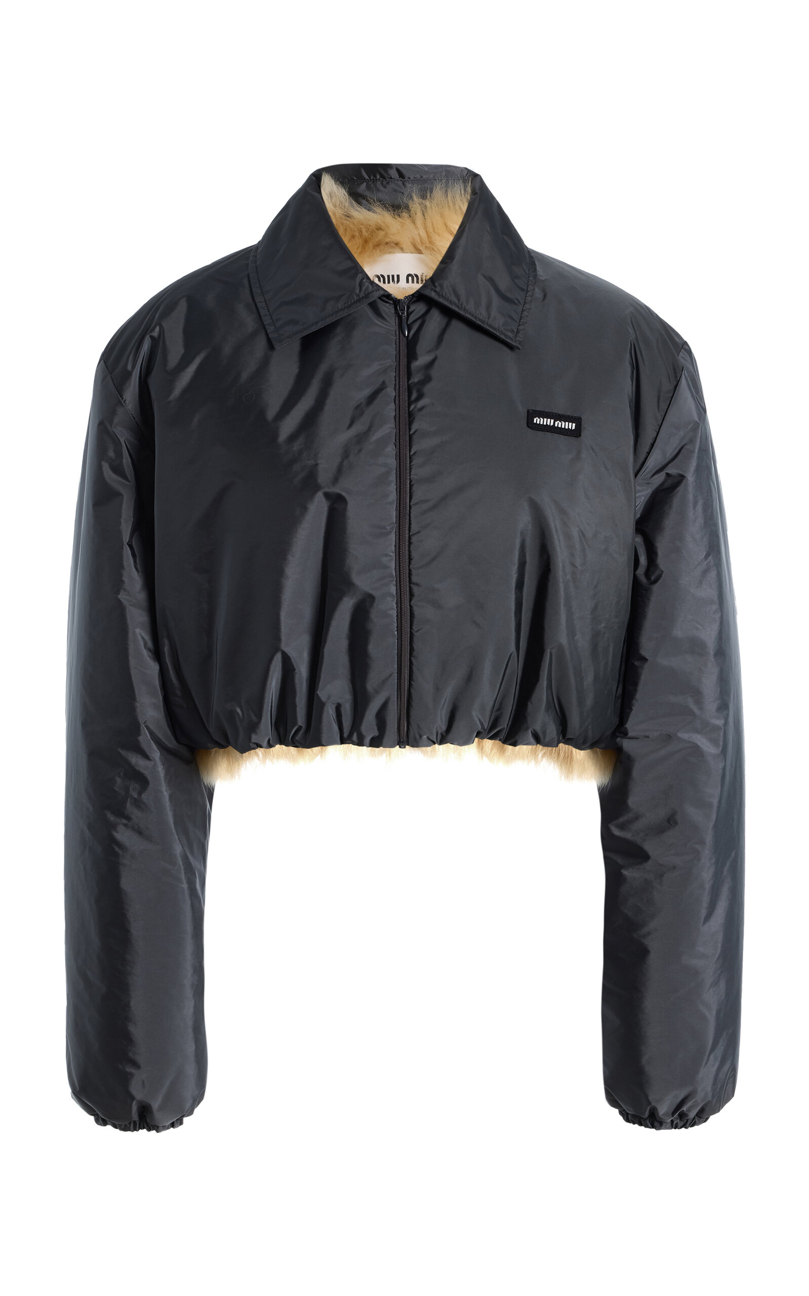 Miu Miu - Shearling-Lined Tech-Fabric Blouson Jacket - Blue - IT 42 - Moda Operandi