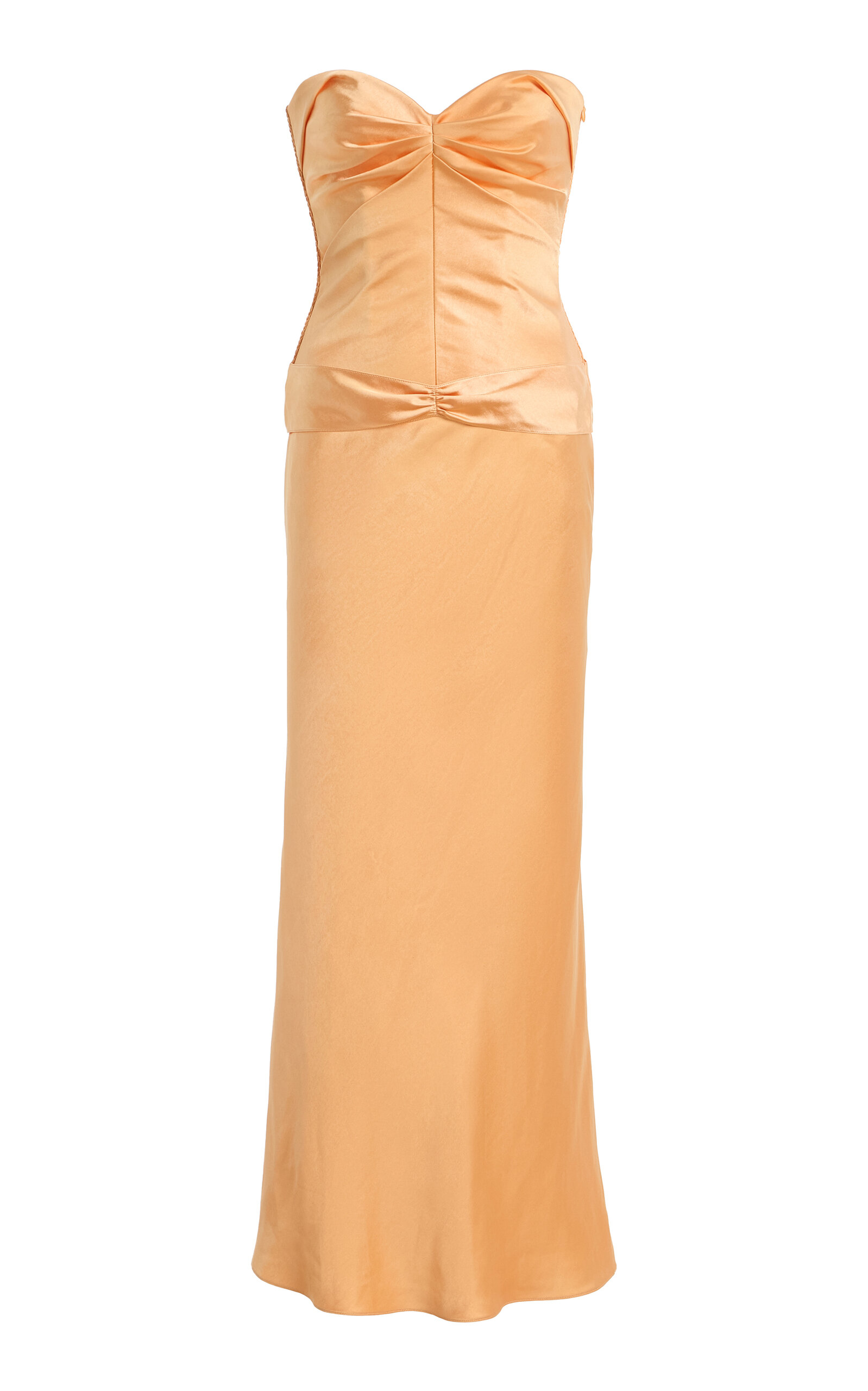 Anna October Diana Satin Midi Dress In Orange