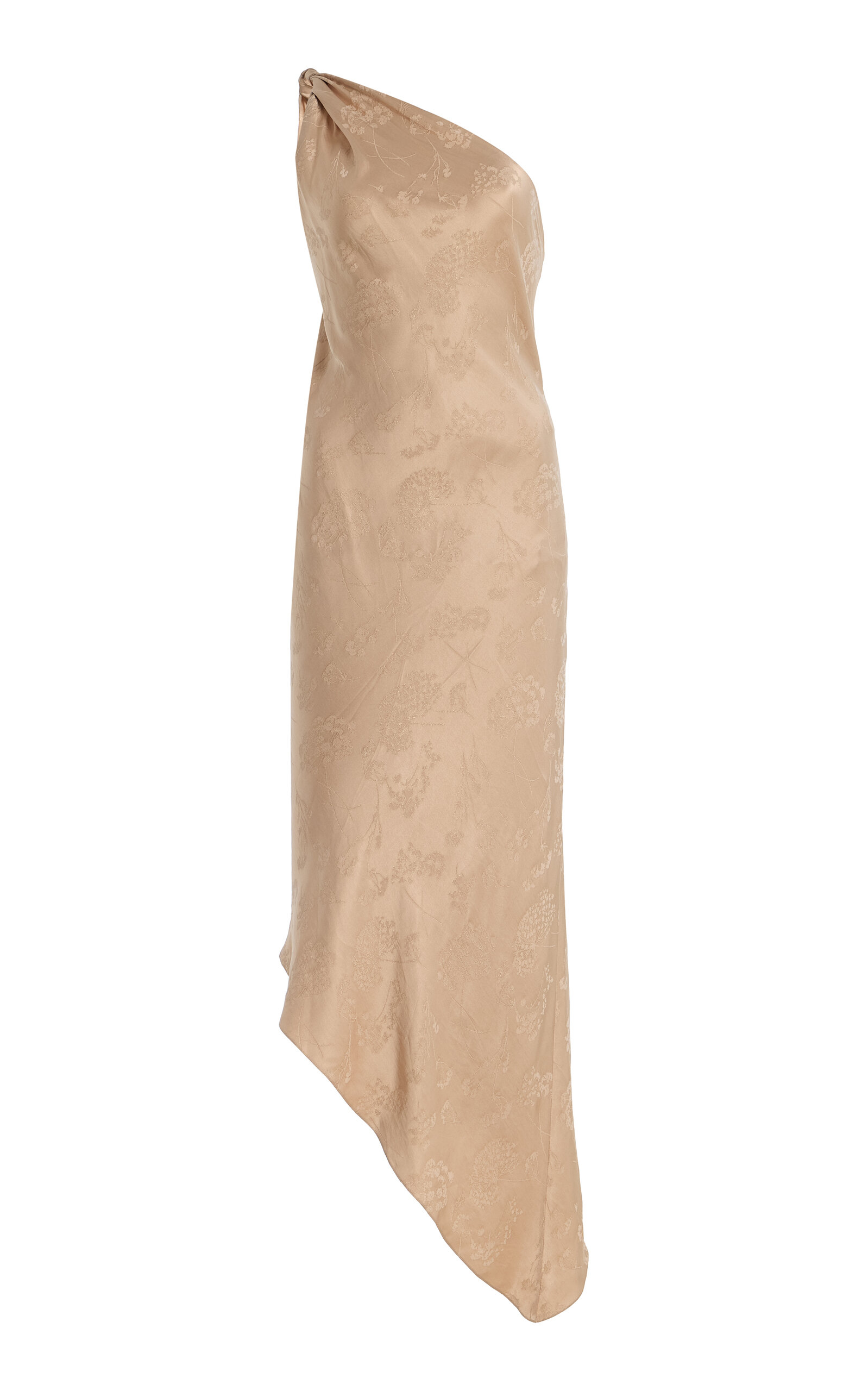 Anna October Molly Asymmetrical Chiffon Midi Dress In Brown