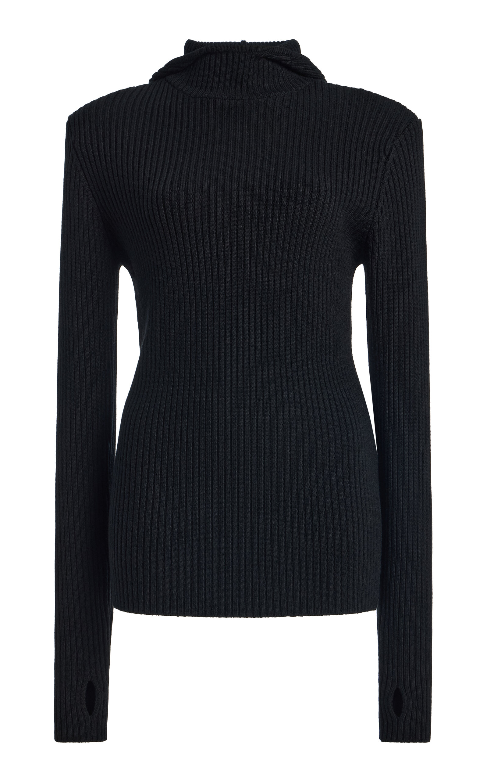 The Frankie Shop - Larice Hooded Knit Wool Top - Black - L - Moda Operandi