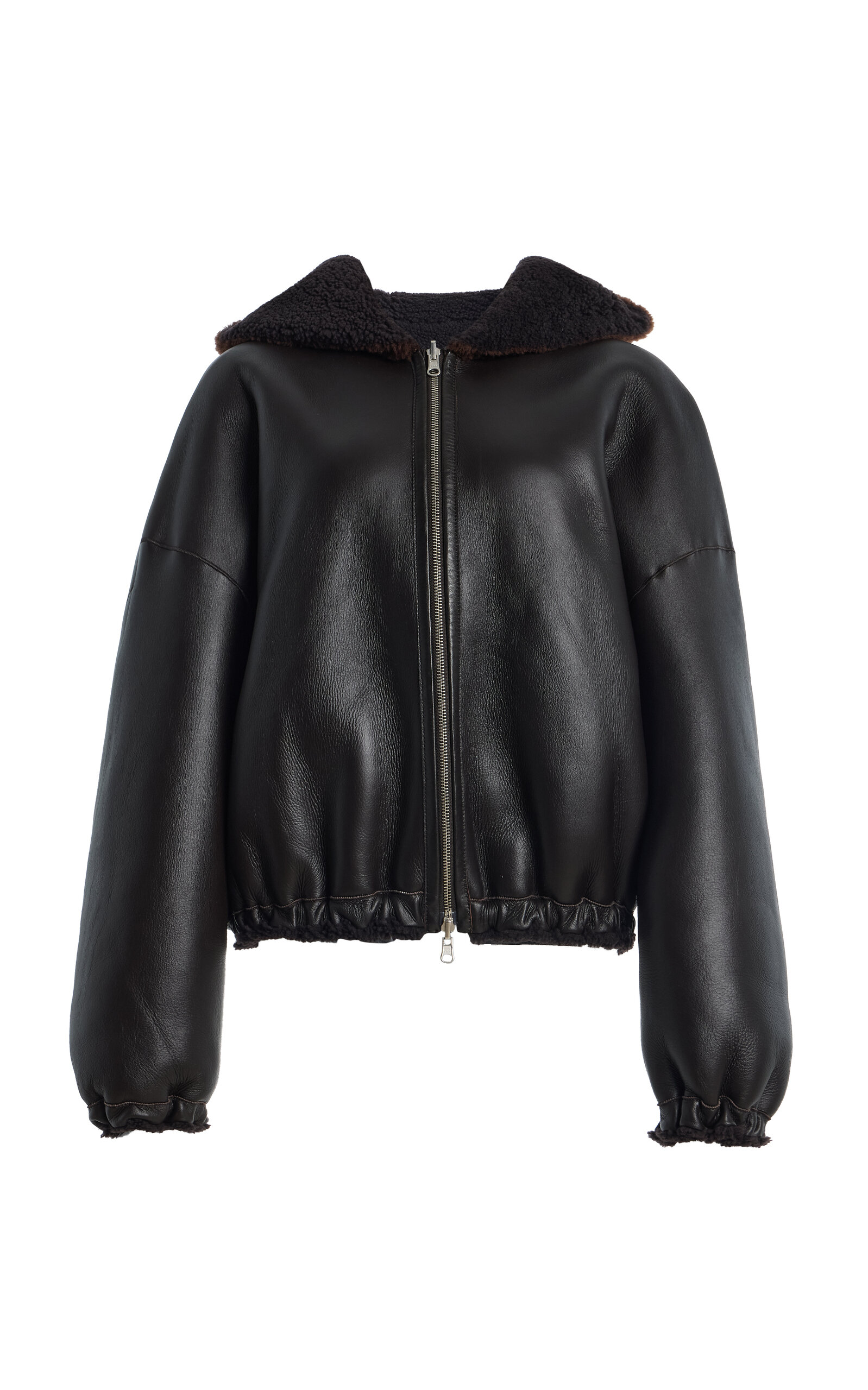 The Frankie Shop Nera Hooded Shearling Bomber Jacket In Black