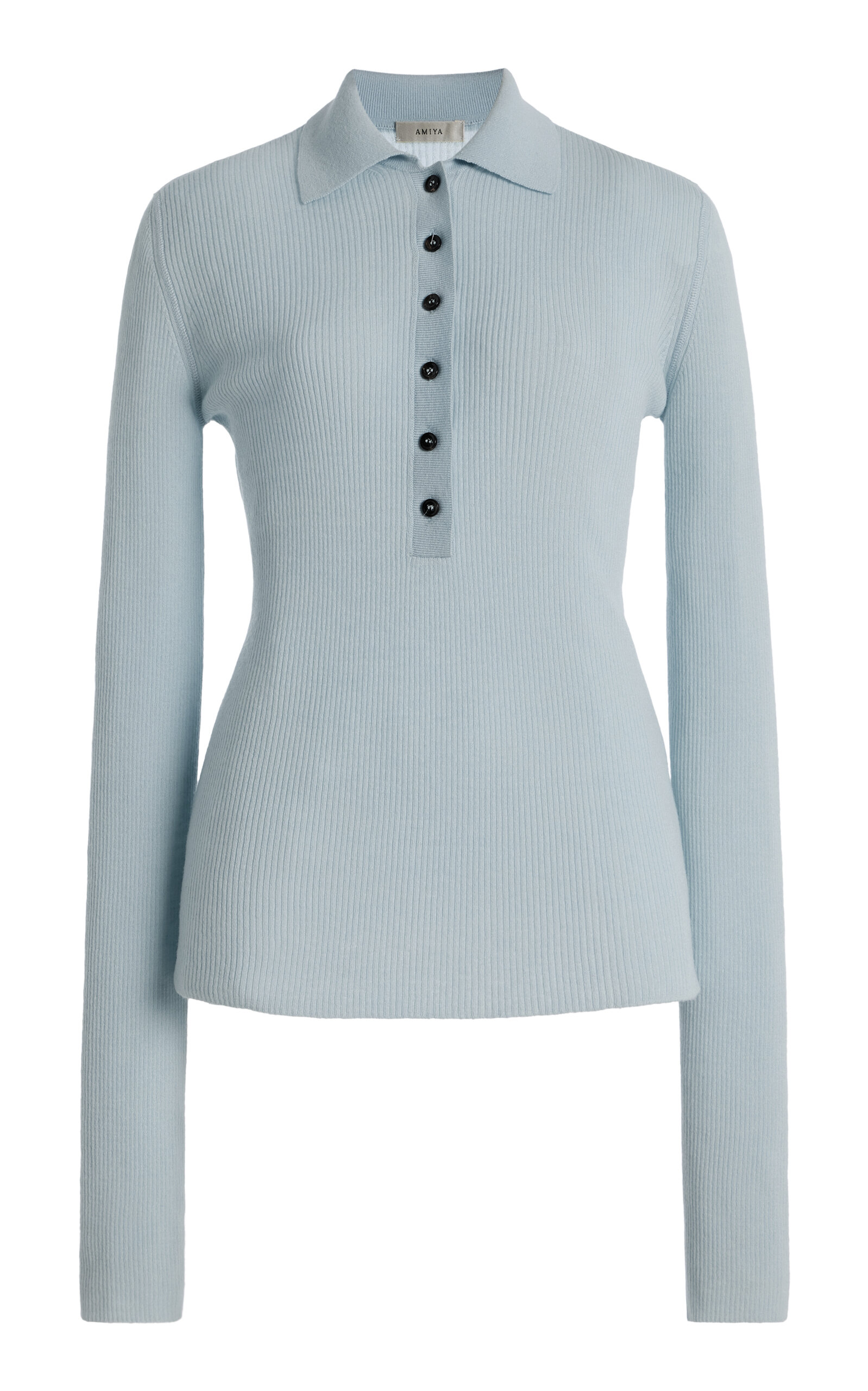Amiya Georgia Wool Polo Top In Blue