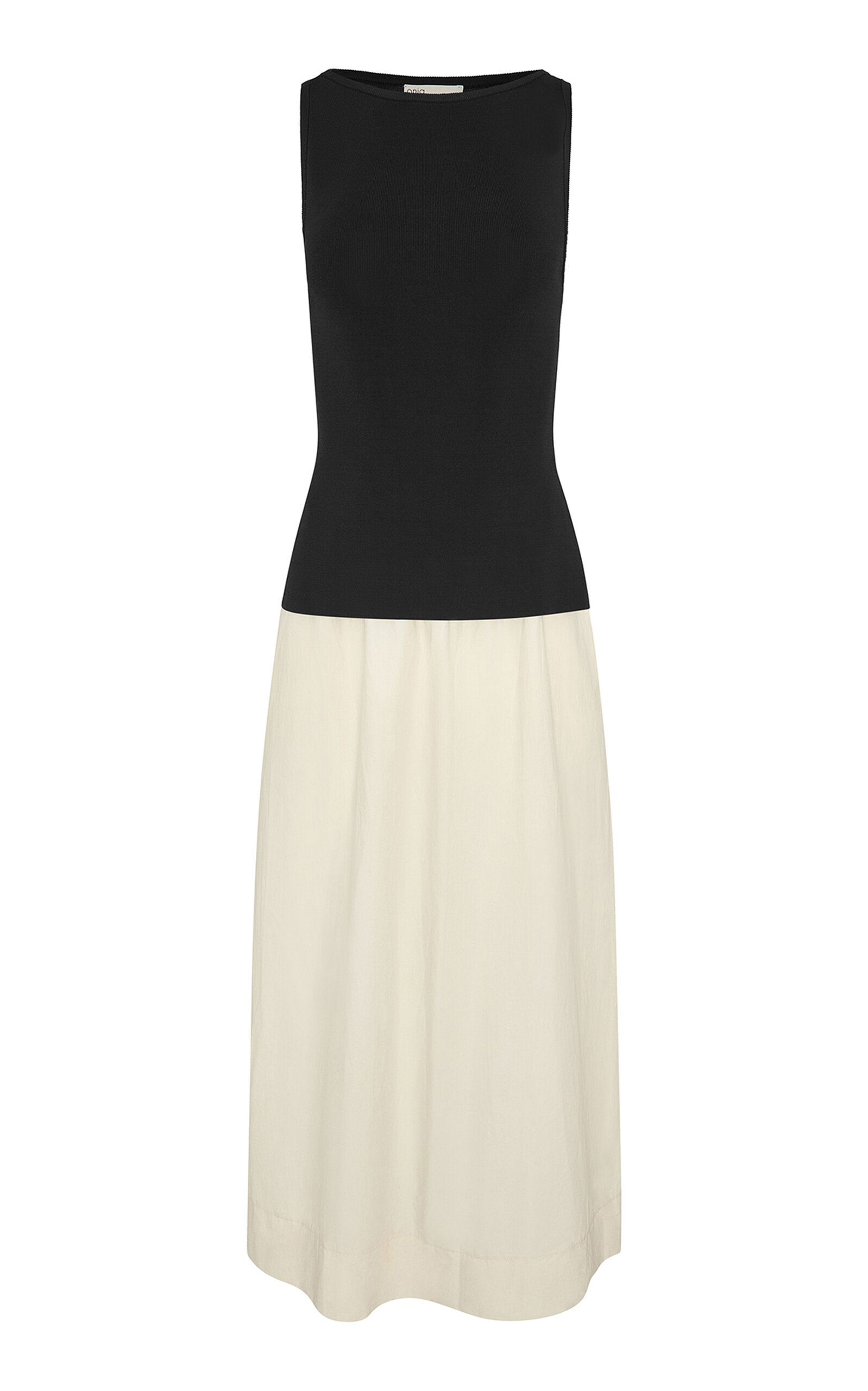 Boatneck Mixed Media Midi Dress