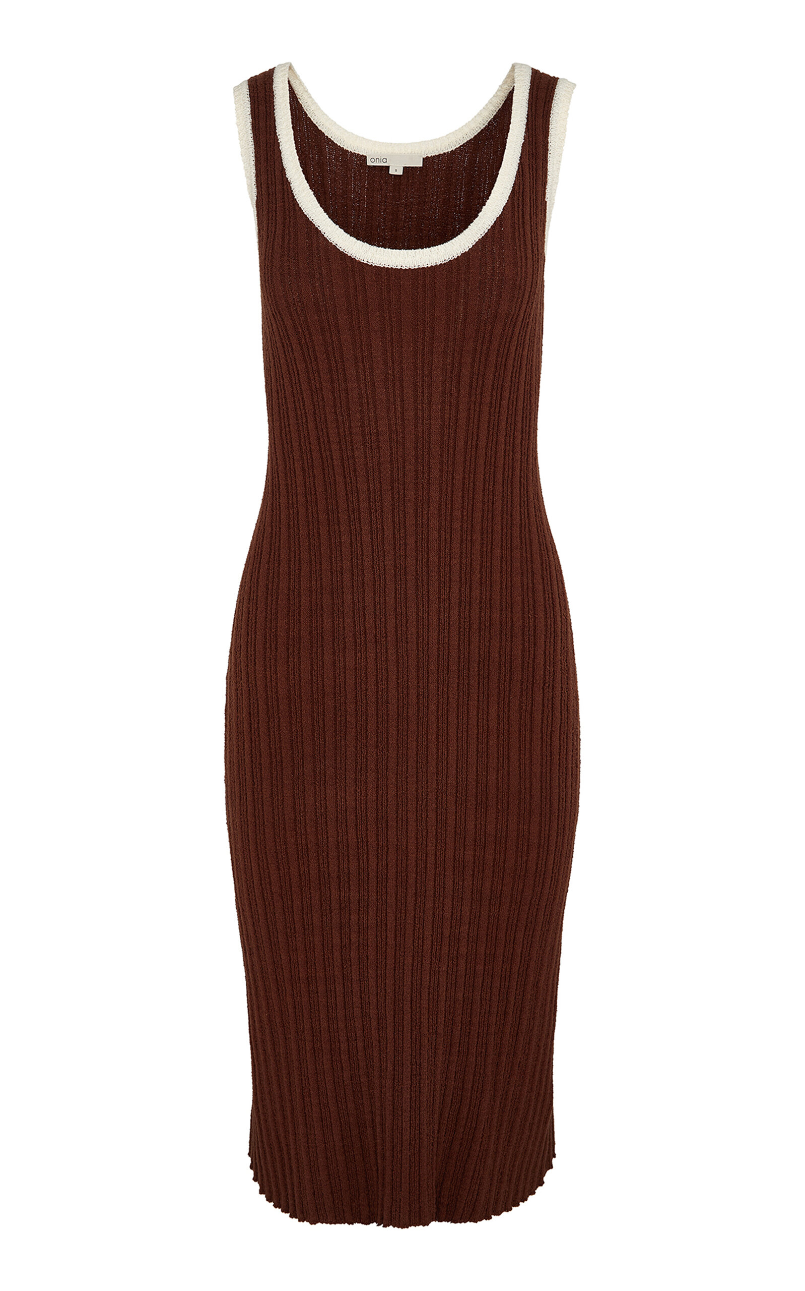 Onia Tank Cotton Boucle Midi Dress In Brown