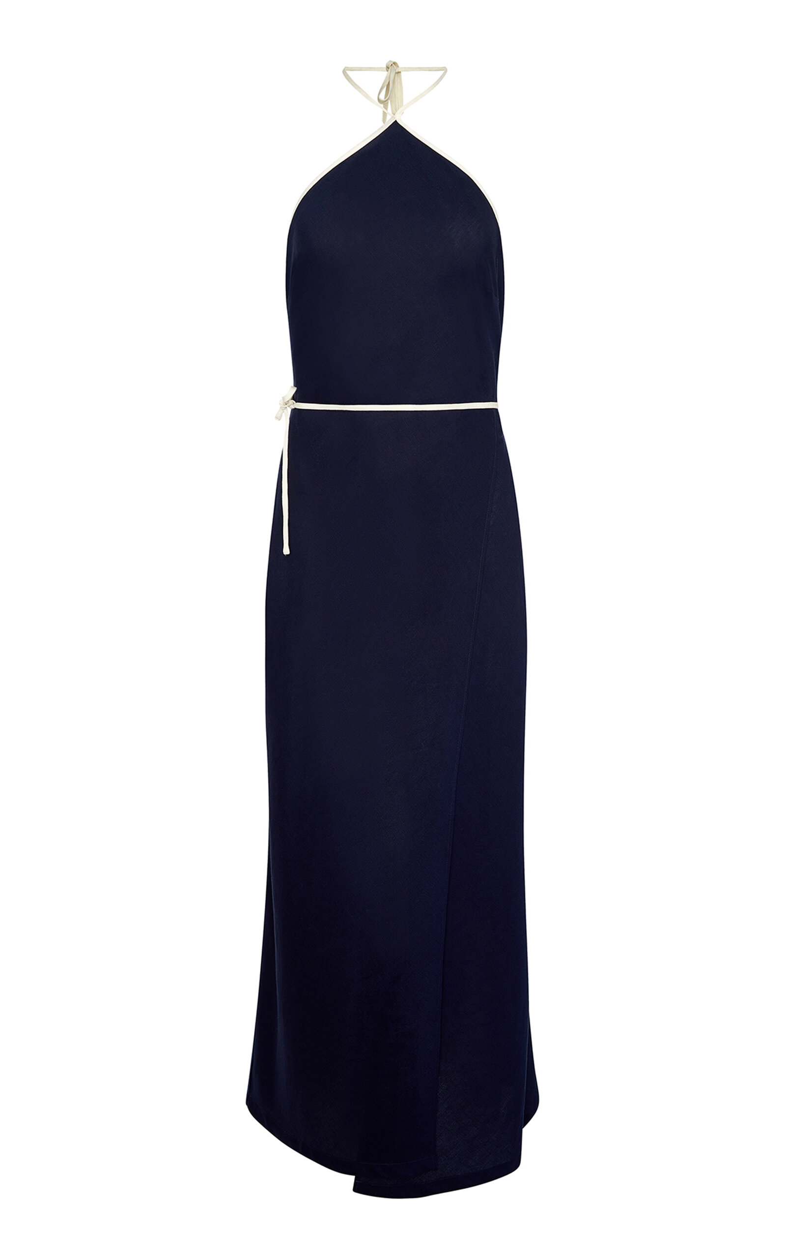 Onia Linen-blend Wrap Dress In Blue