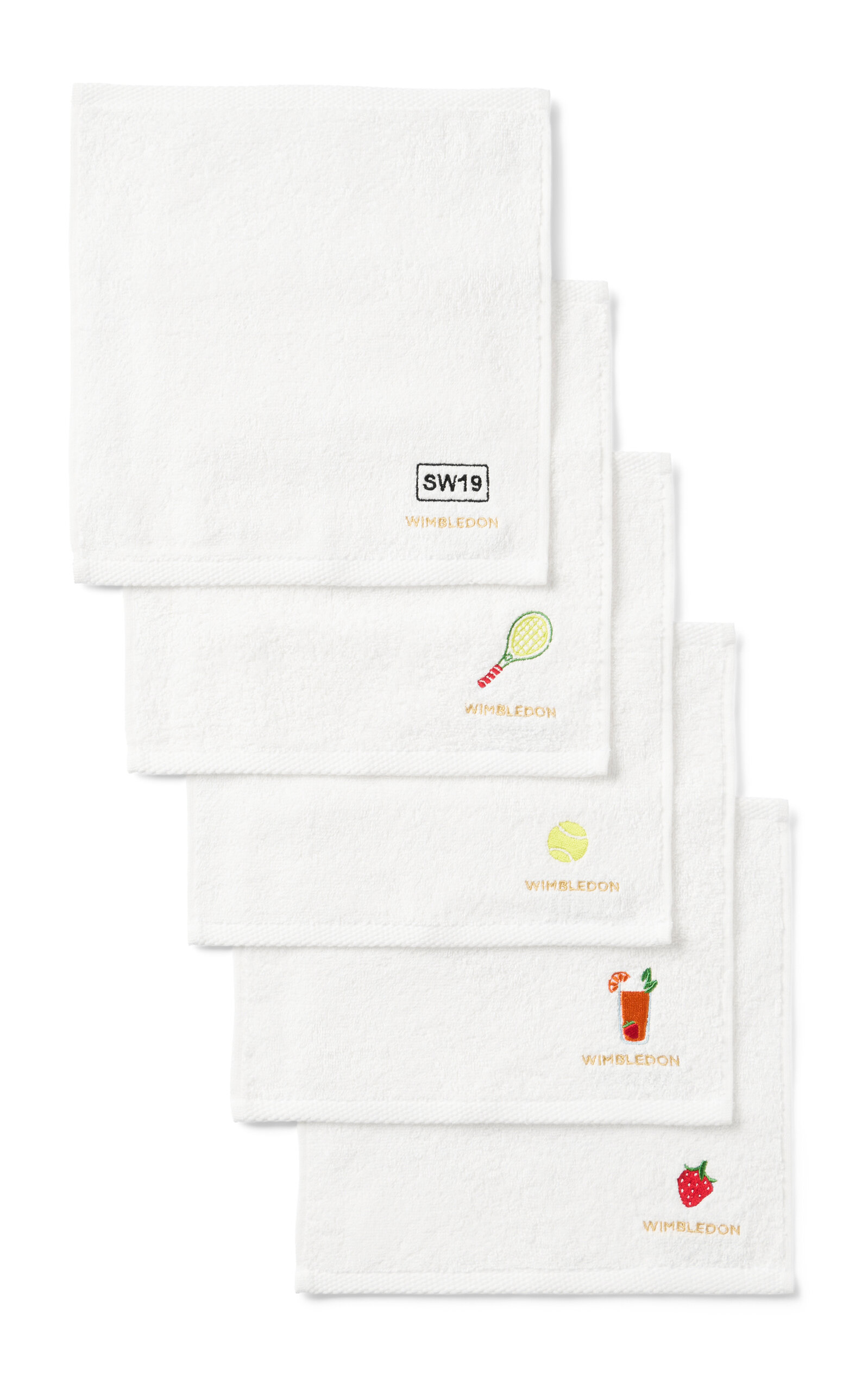 Christy - Wimbledon 5pc Embroidered Face Cloths - Multi