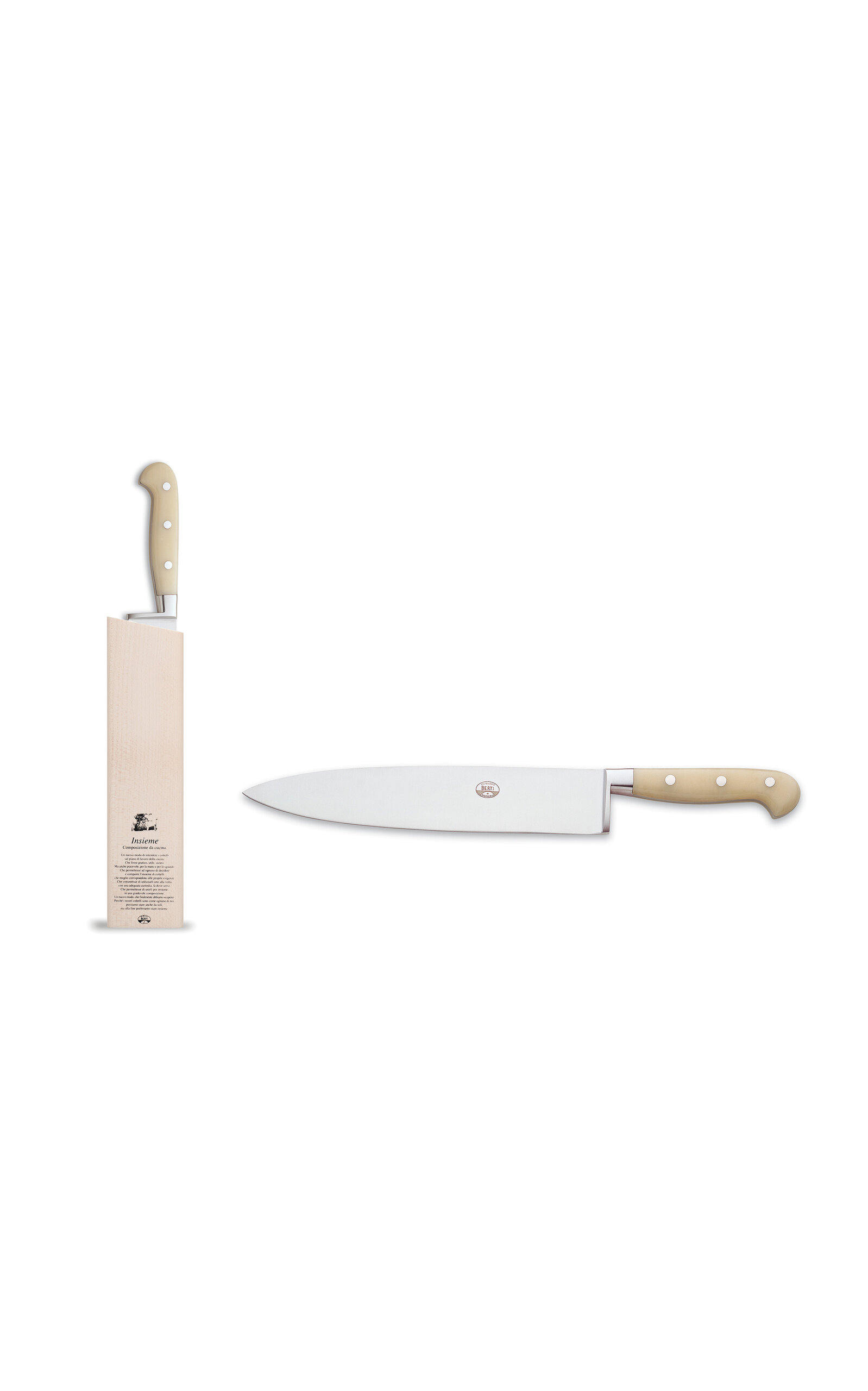 Coltellerie Berti - Intero Cream Large Chef's Knife With Magnetic Block - Off-white