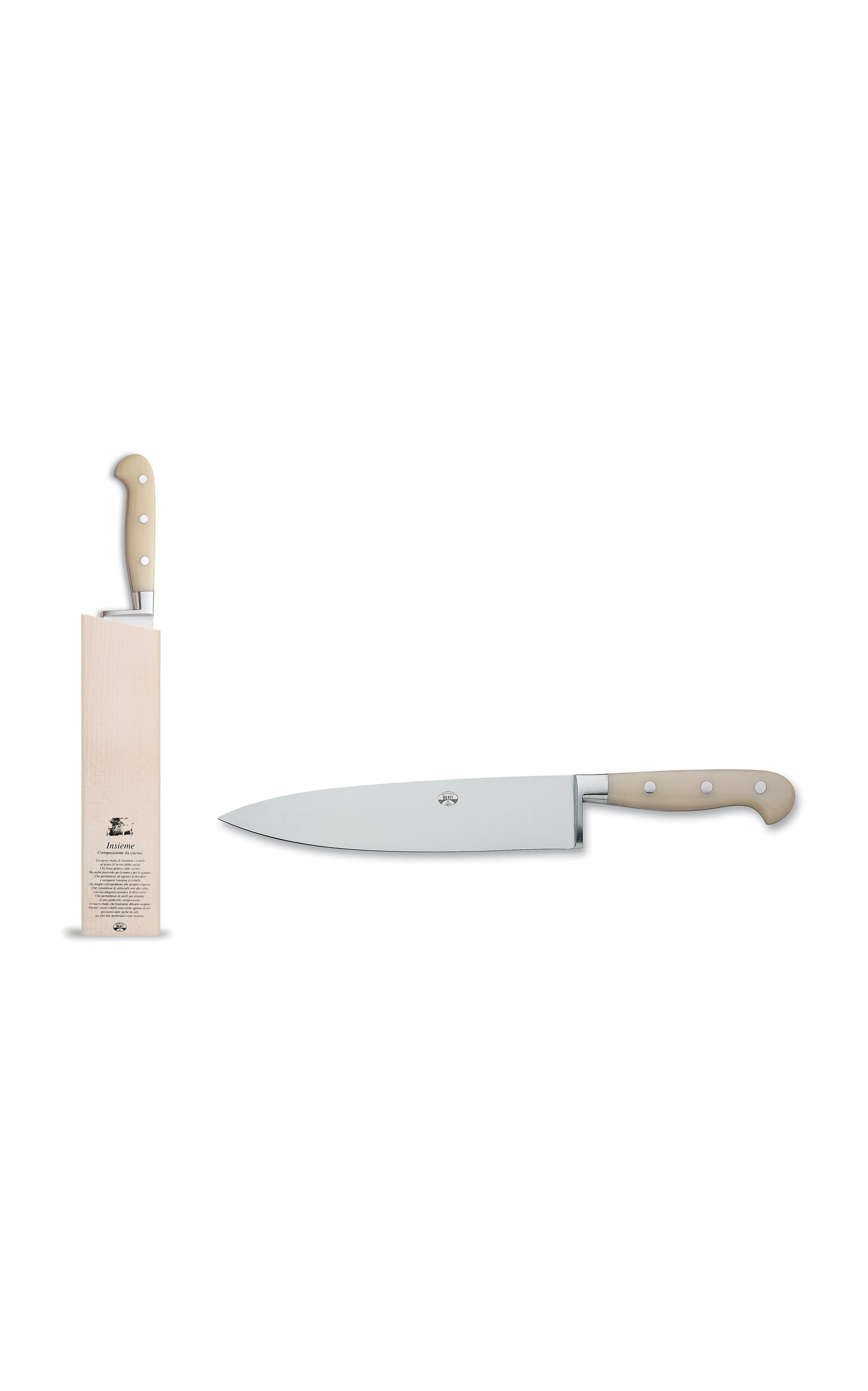 Coltellerie Berti - Intero Cream Medium Chef's Knife With Magnetic Block - Off-white
