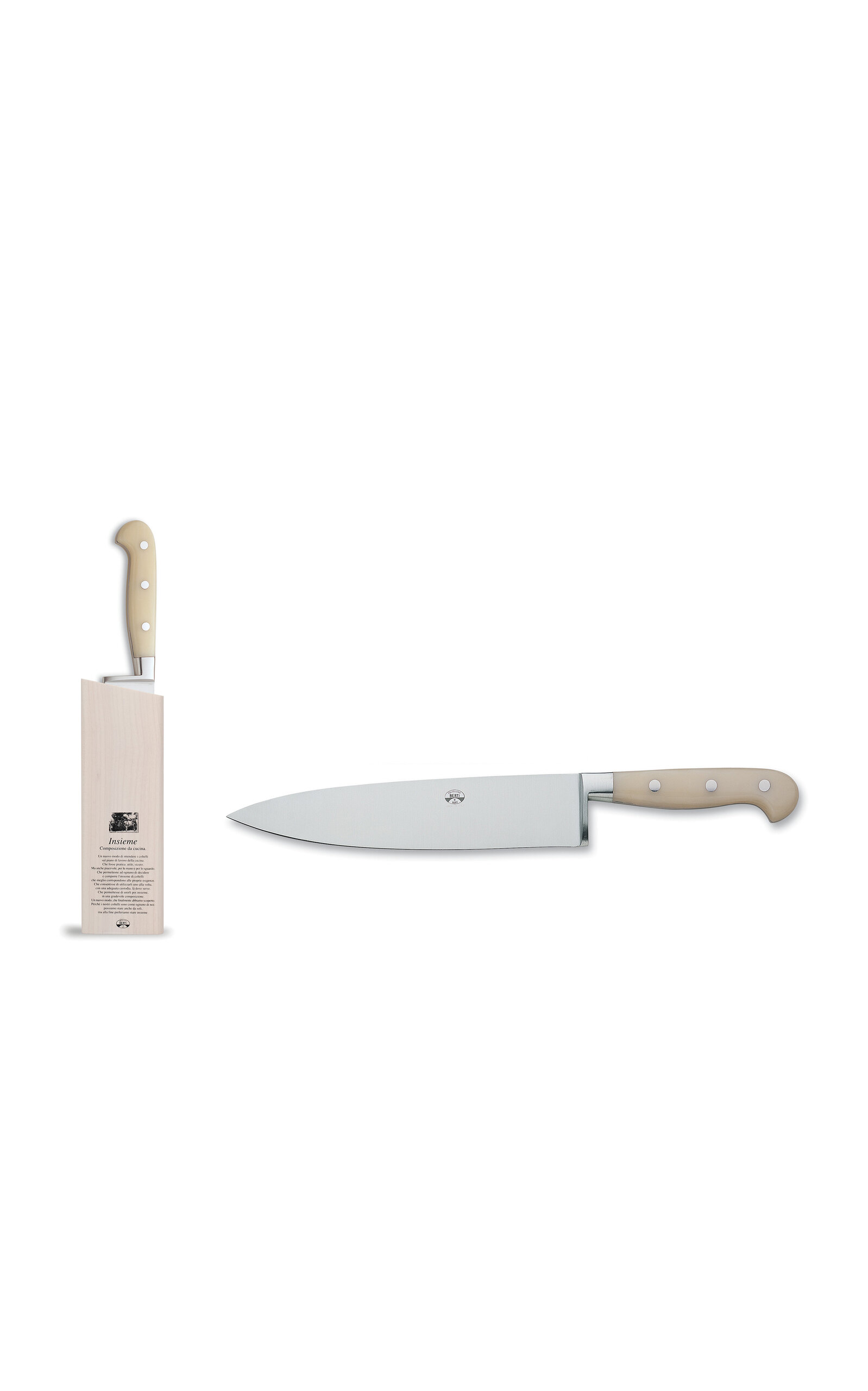 Coltellerie Berti - Intero Cream Small Chef's Knife With Magnetic Block - Off-white