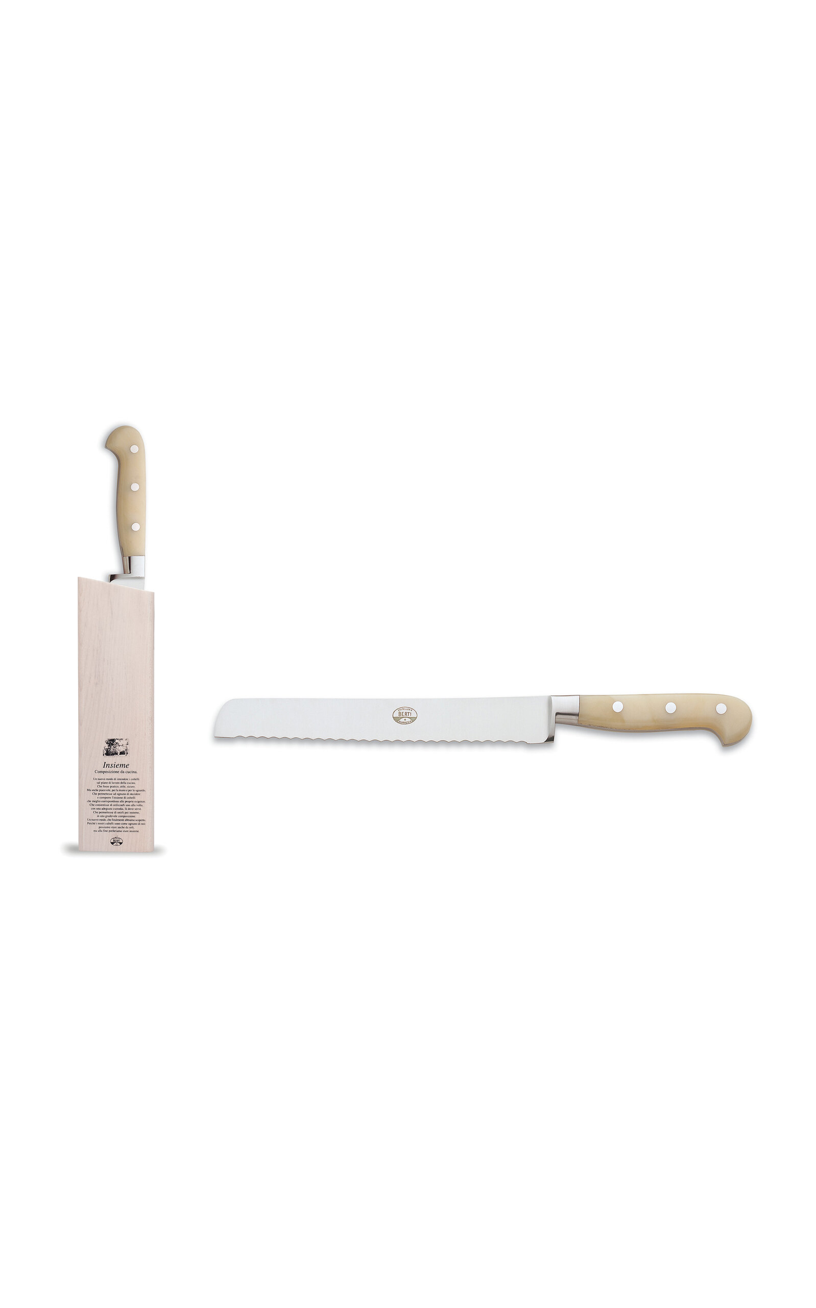 Coltellerie Berti - Intero Cream Bread Knife With Magnetic Block - Off-white