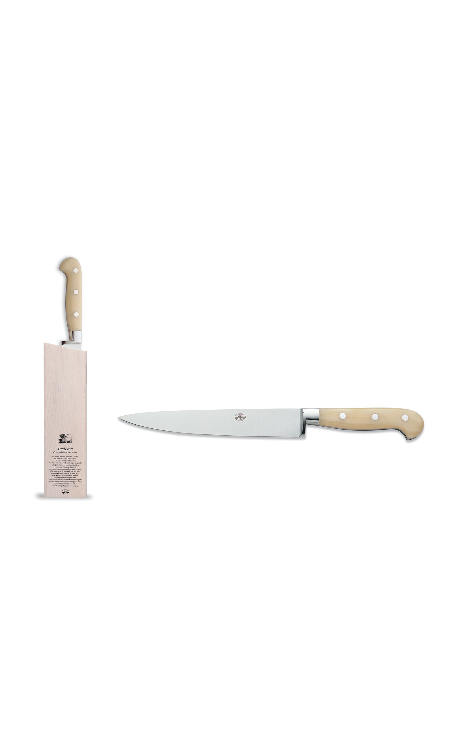 Coltellerie Berti - Intero Cream Slicing Knife With Magnetic Block - Off-white