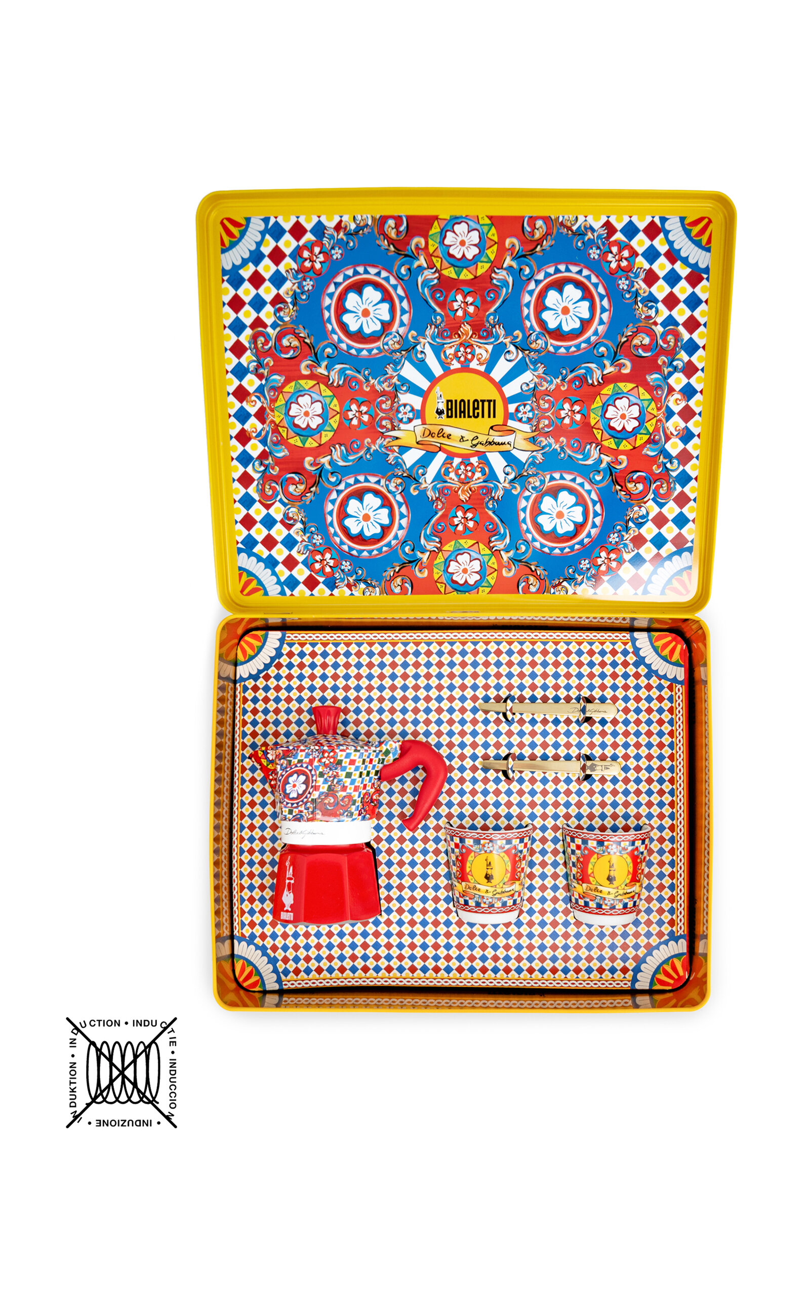Dolce & Gabbana - Dolce&gabbana + Bialetti Moka Machine- 2 Cup + 2 Porcelain Glasses + 2 Gold Stir S In Multi