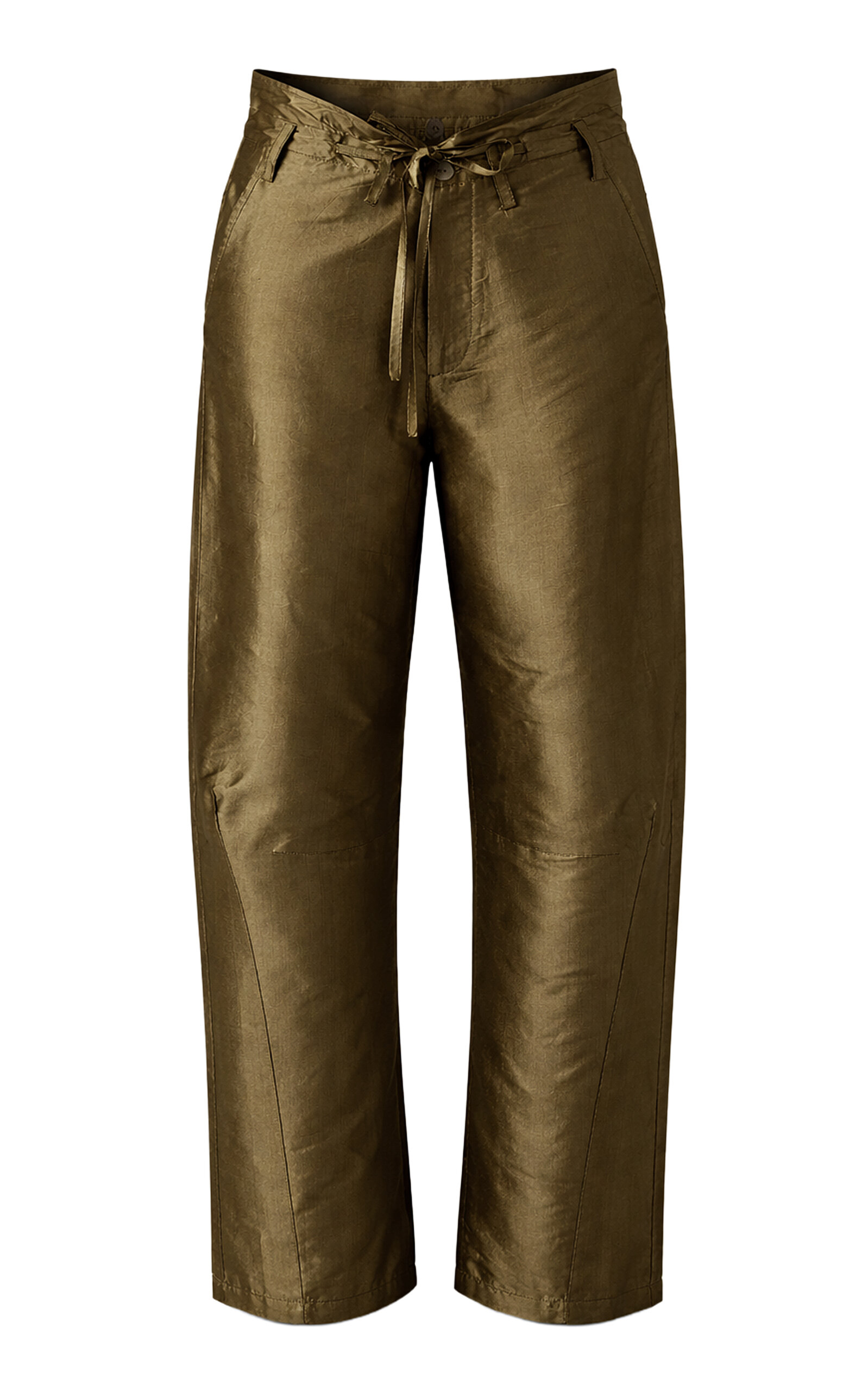 Chan Luu Techno Taffeta Barrel Pants In Green