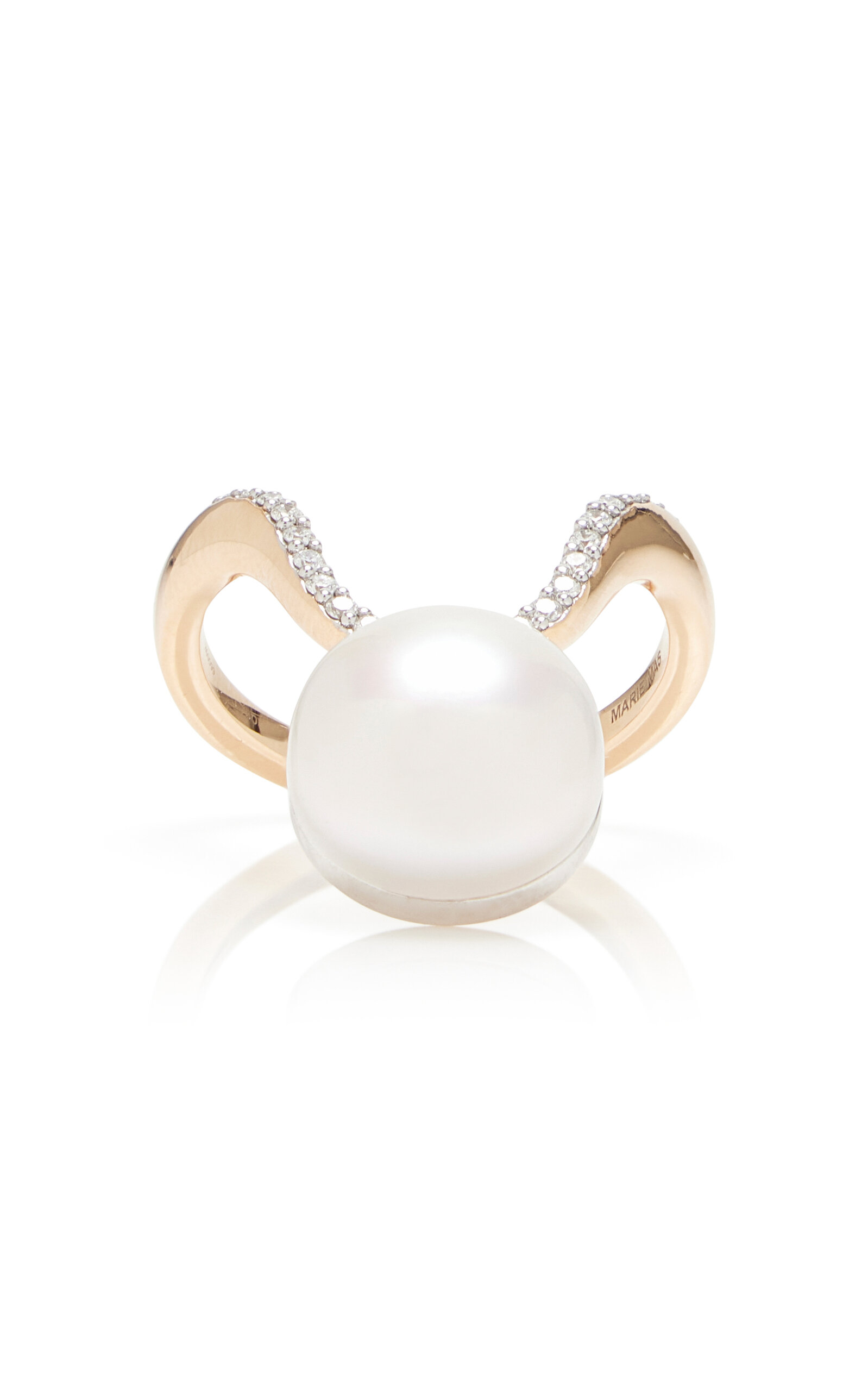 Aura 18K Rose Gold Pearl; Diamond Ring Aura 18K Rose Gold Pearl; Diamond Ring