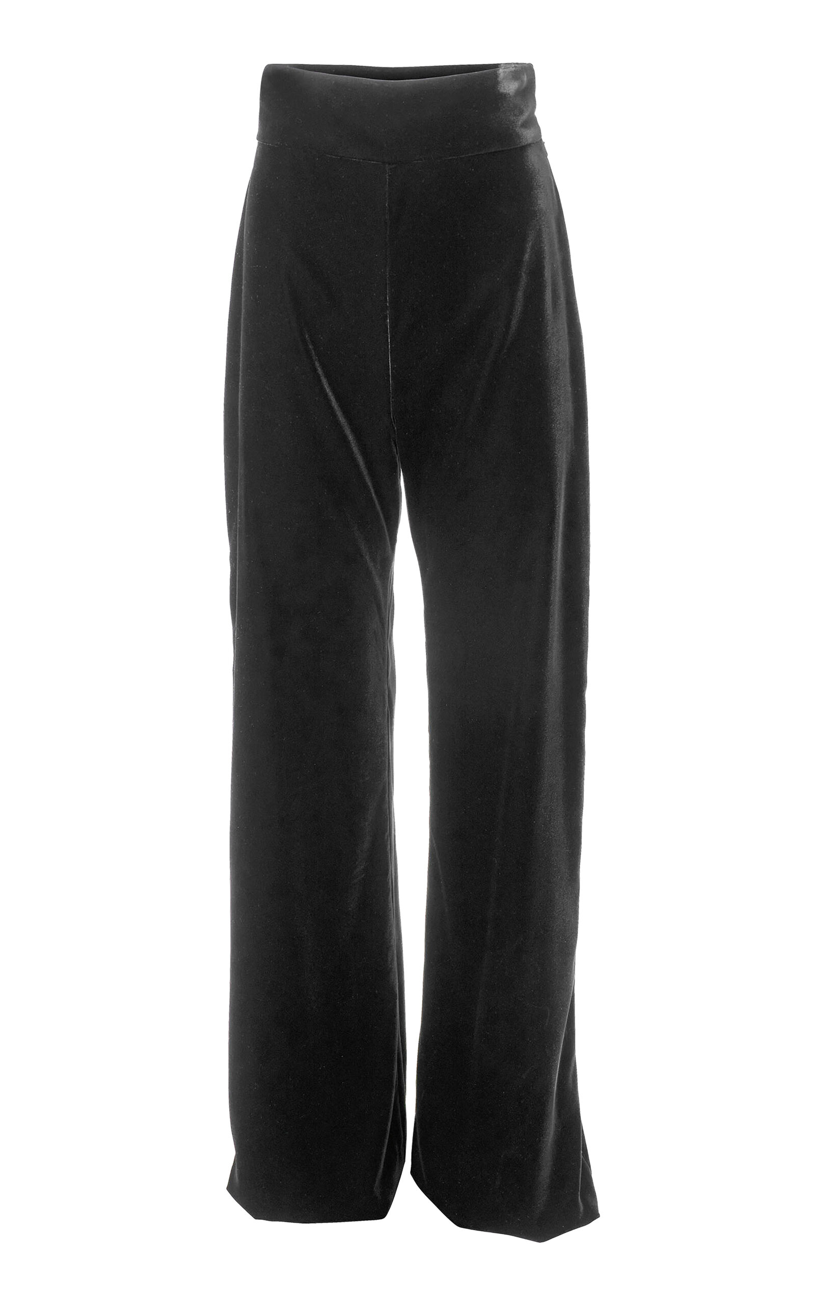 Carolina Herrera - High-Rise Stretch Velvet Wide-Leg Pants - Black - US 6 - Moda Operandi
