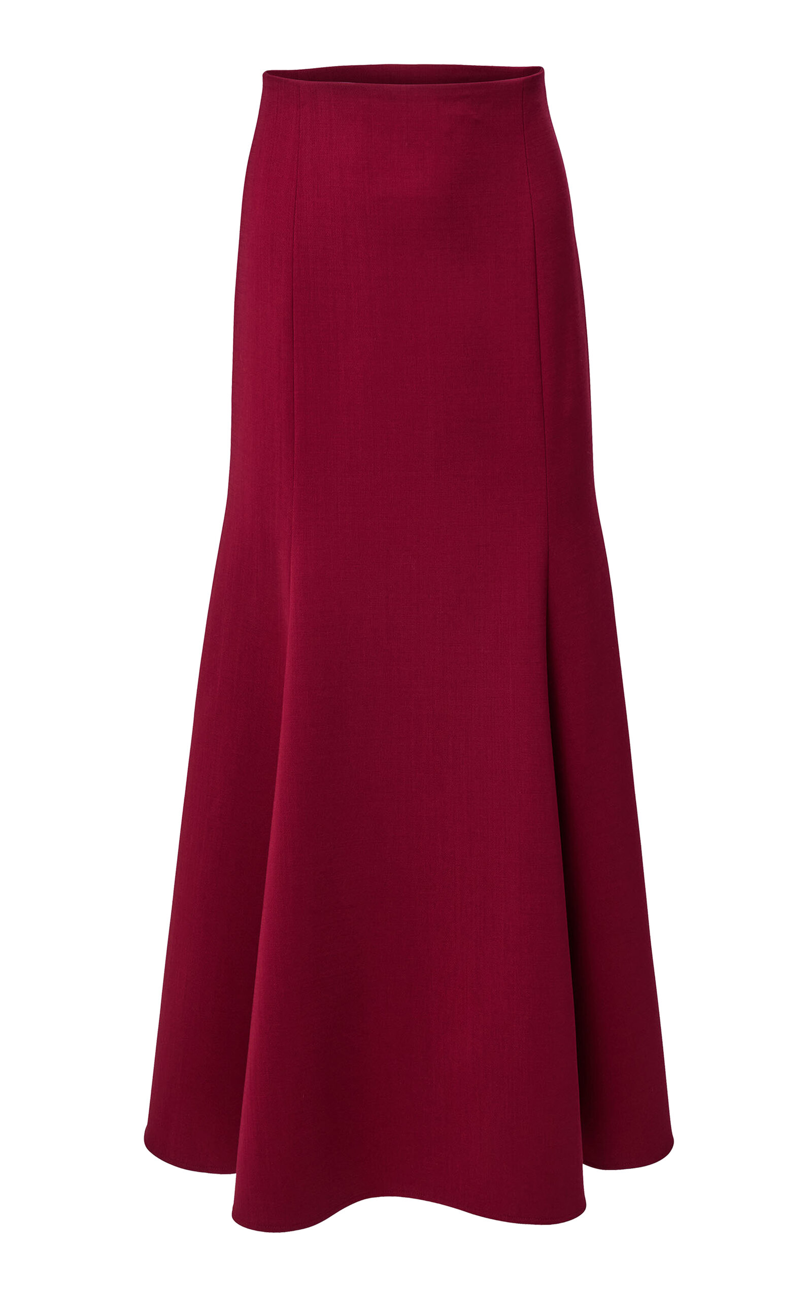 Carolina Herrera Mid-rise Bi-stretch Wool Tailoring Midi Skirt In Burgundy