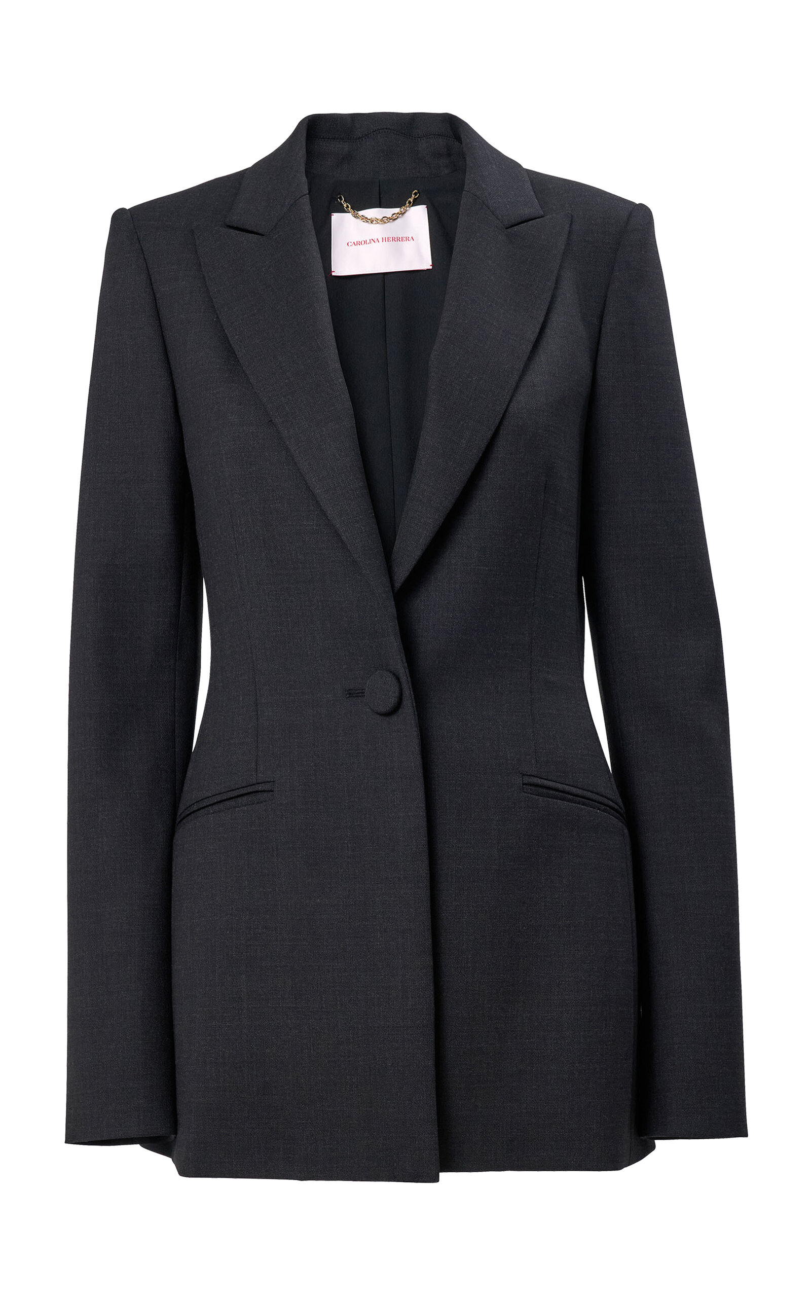 Carolina Herrera Single-breasted Bi-stretch Wool Tailoring Jacket In Blue