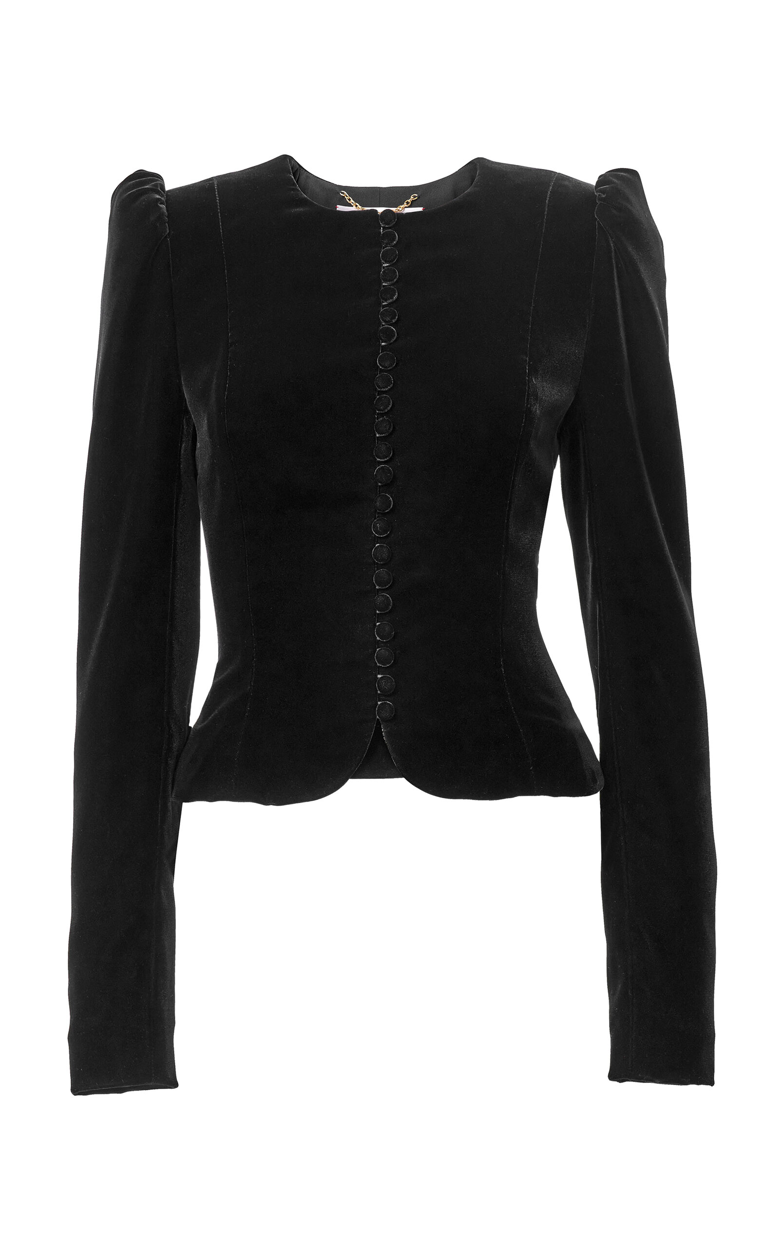 Carolina Herrera Puff-sleeve Stretch Velvet Jacket In Black