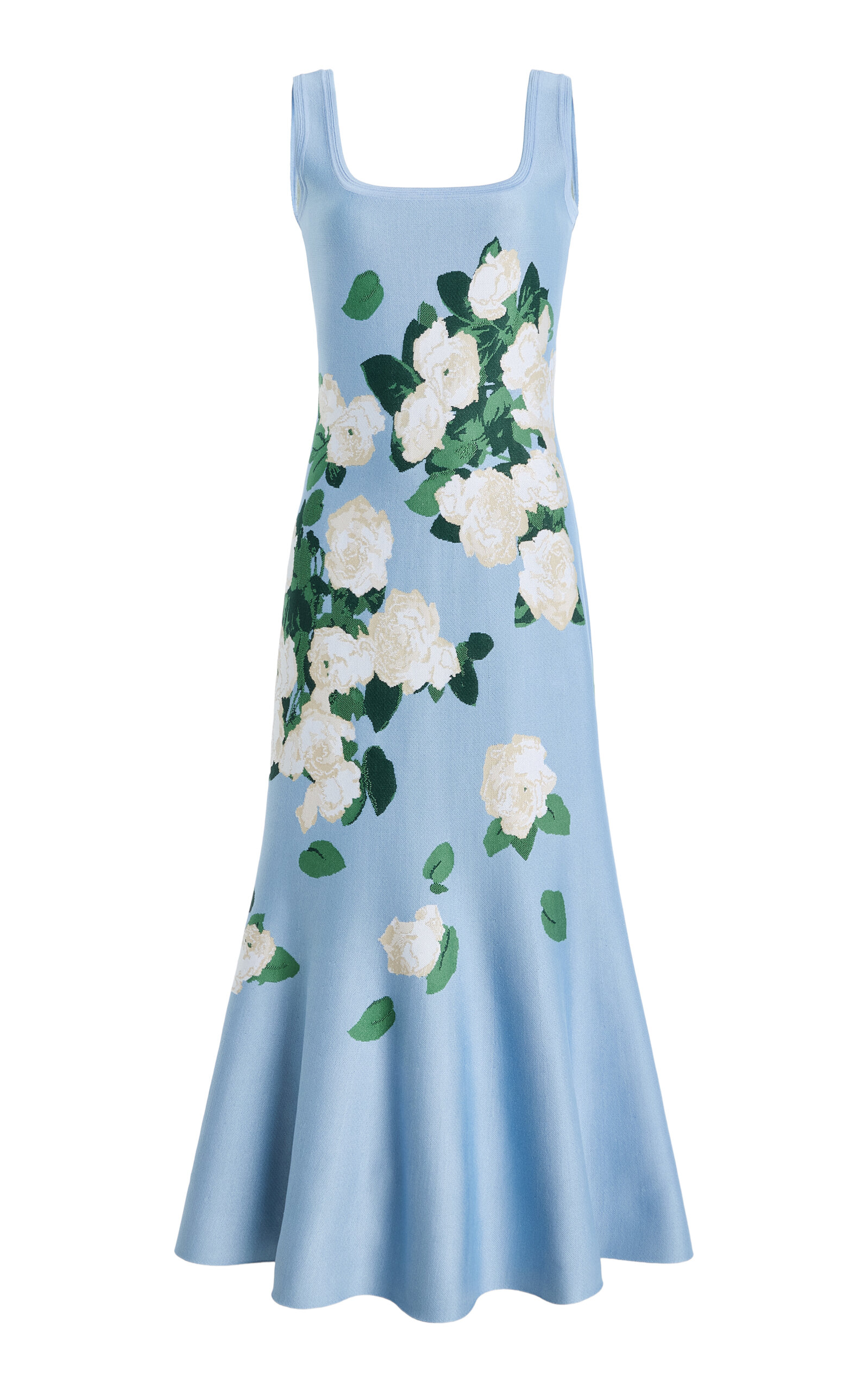 Carolina Herrera Floral Ruffled Silk-Blend Midi Dress