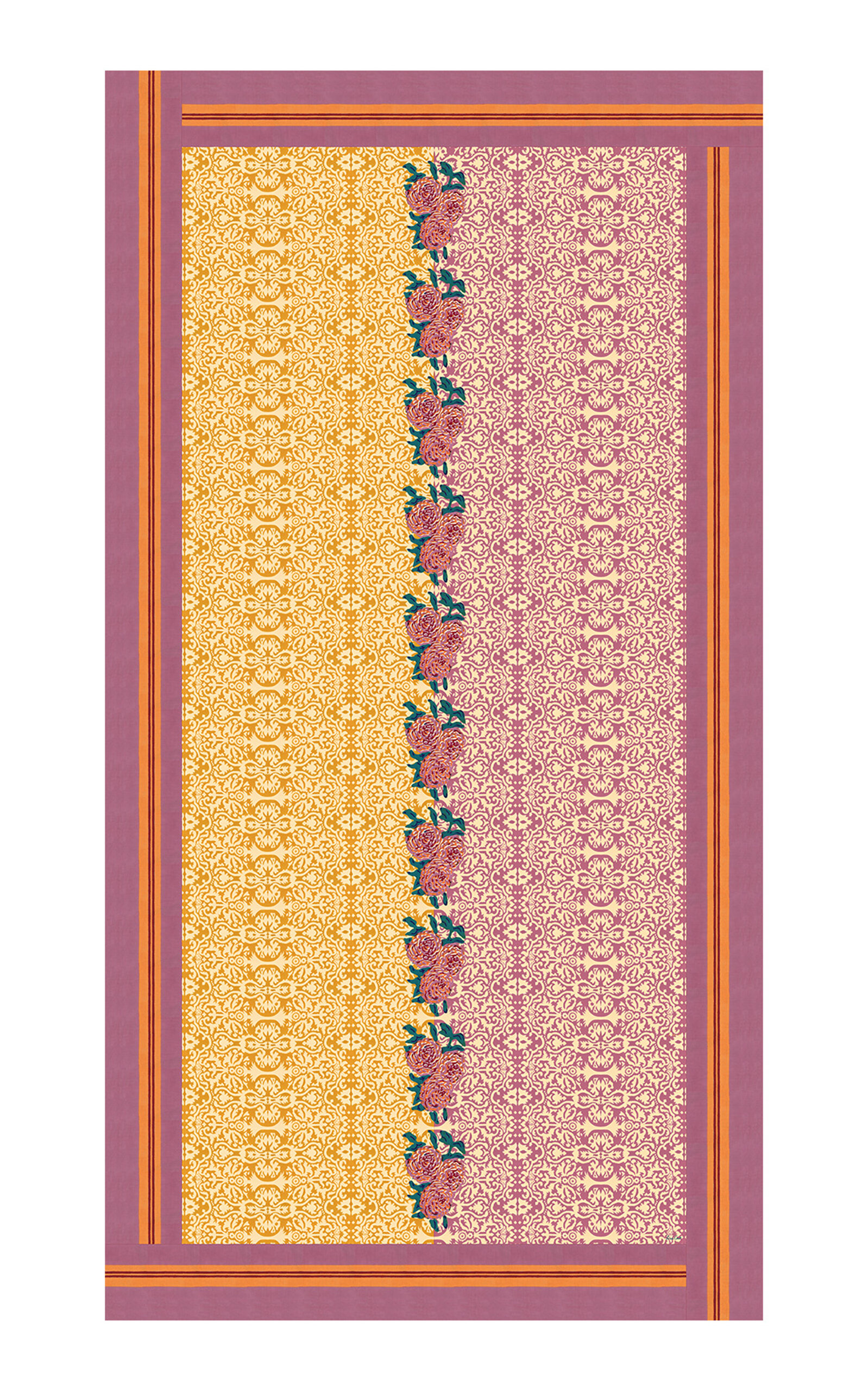 Lisa Corti - Tablecloth Dam Dam 180x350 Lilac-gold - Multi In Brown