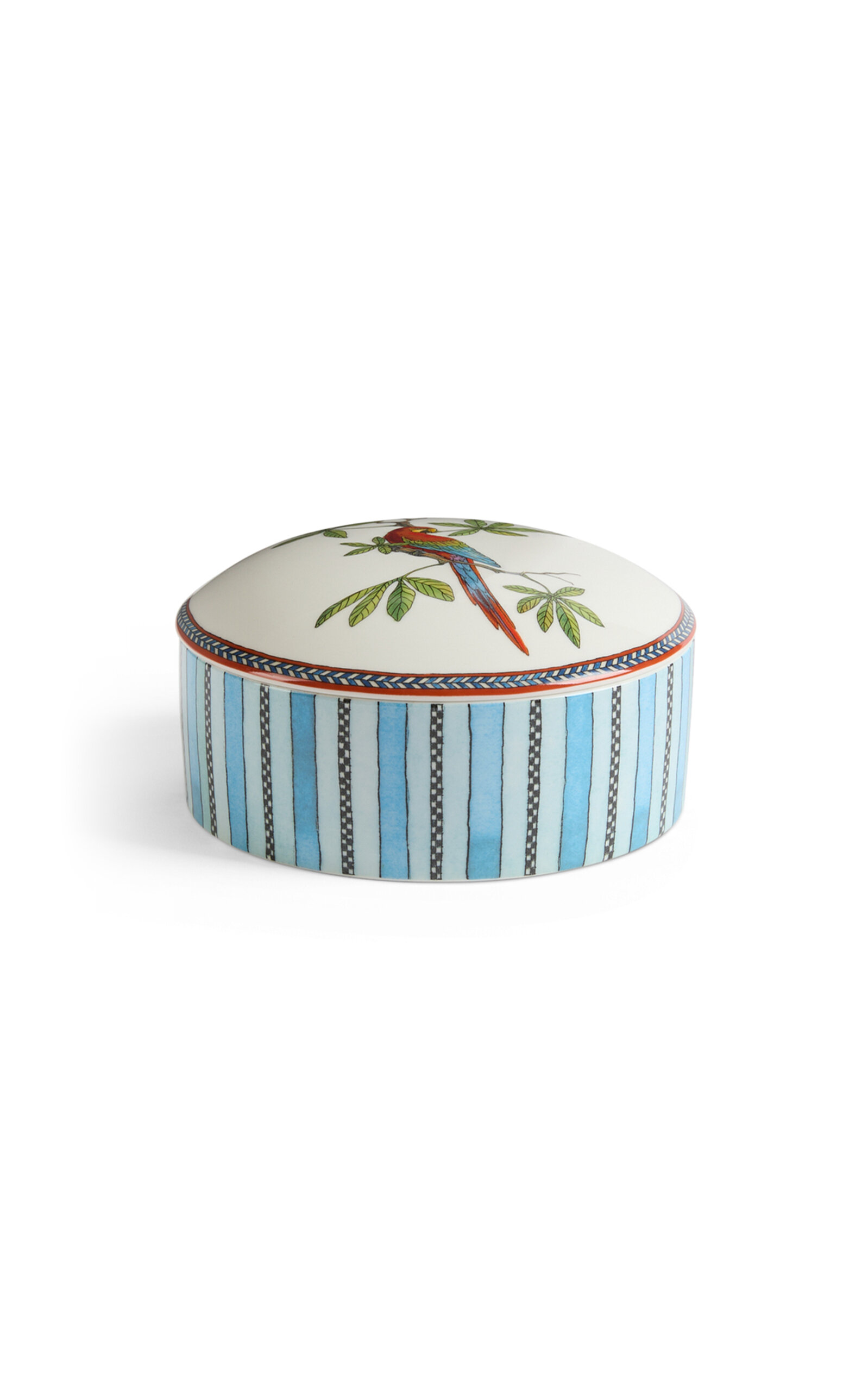 Lisa Corti - Jewelry Box 13x6;5 Porcelain Jungle Parrot Blue Diam 13 - Blue In Multi