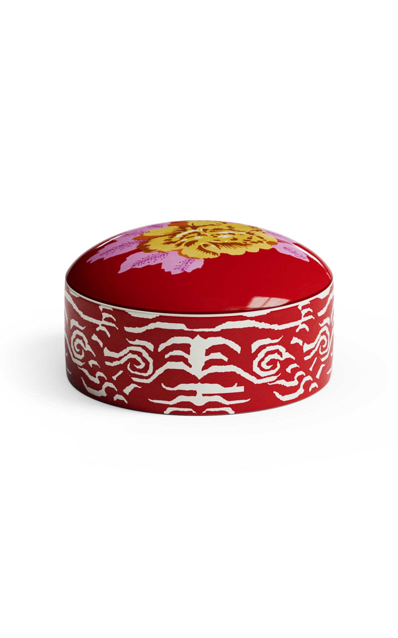 Lisa Corti - Jewelry Box 13x6;5 Porcelain Indian Tiger Red Diam 13 - Red