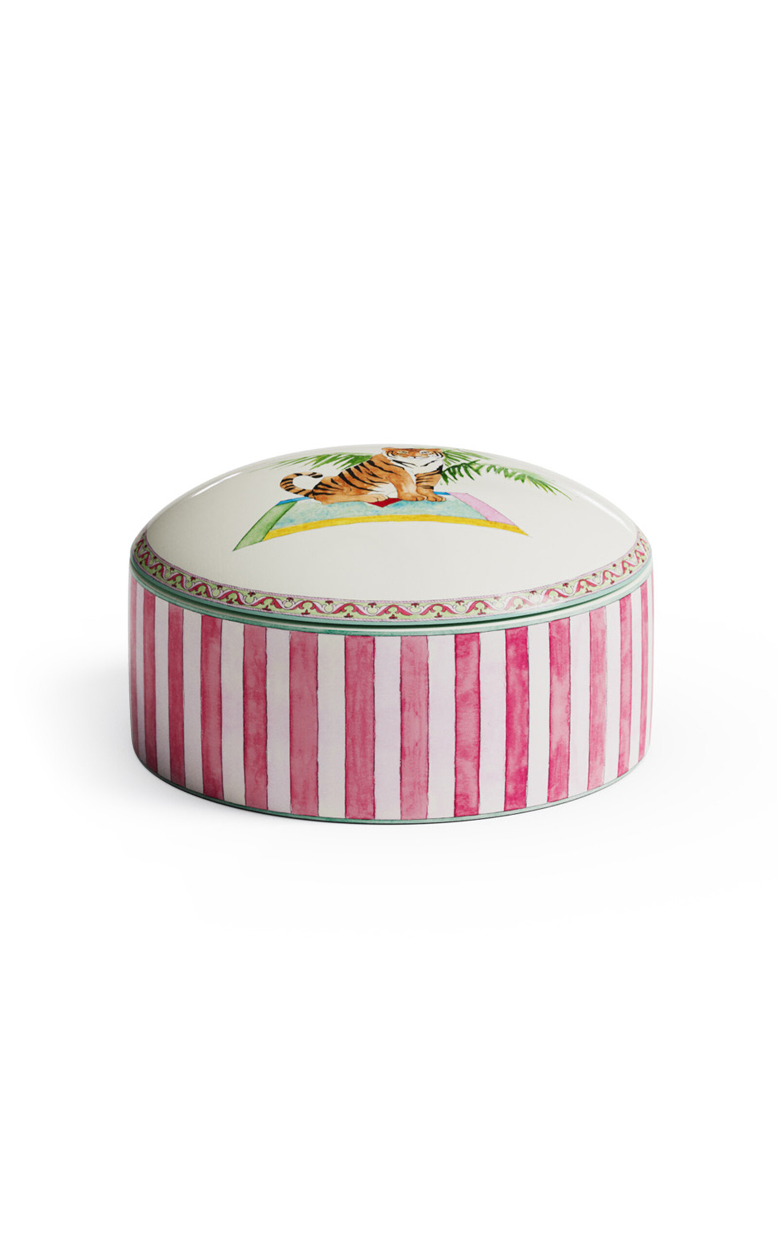 Lisa Corti - Jewelry Box 13x6;5 Porcelain Sariska Pink Diam 13 - Pink