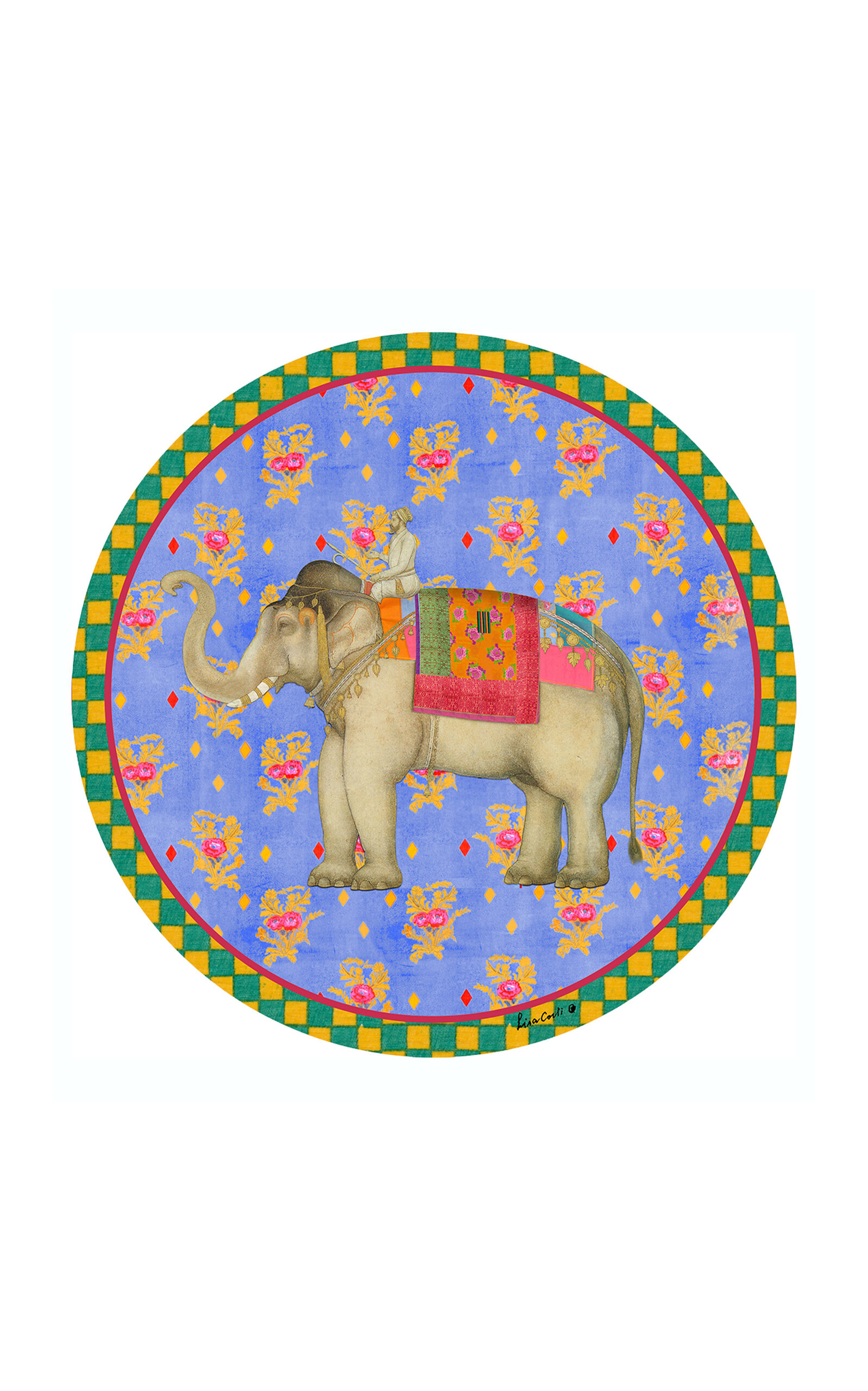Lisa Corti - Place Mat Masonite Diam 34 Con Sughero Elephant Pervinch Diametro 34 - Multi