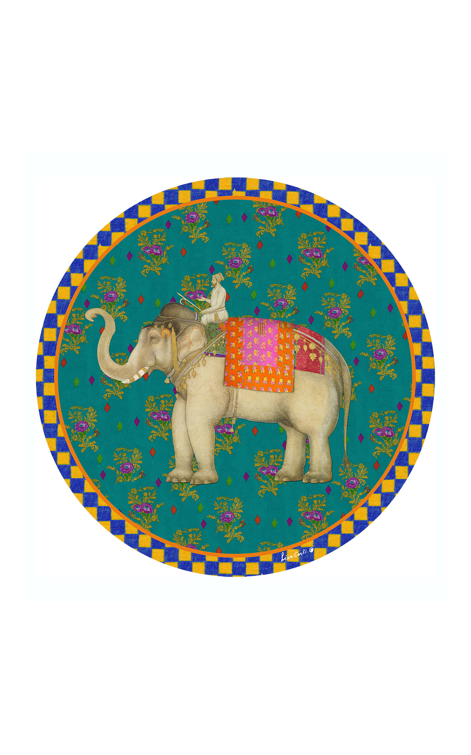 Lisa Corti - Place Mat Masonite Diam 34 Con Sughero Elephant Peacock Diametro 34 - Multi
