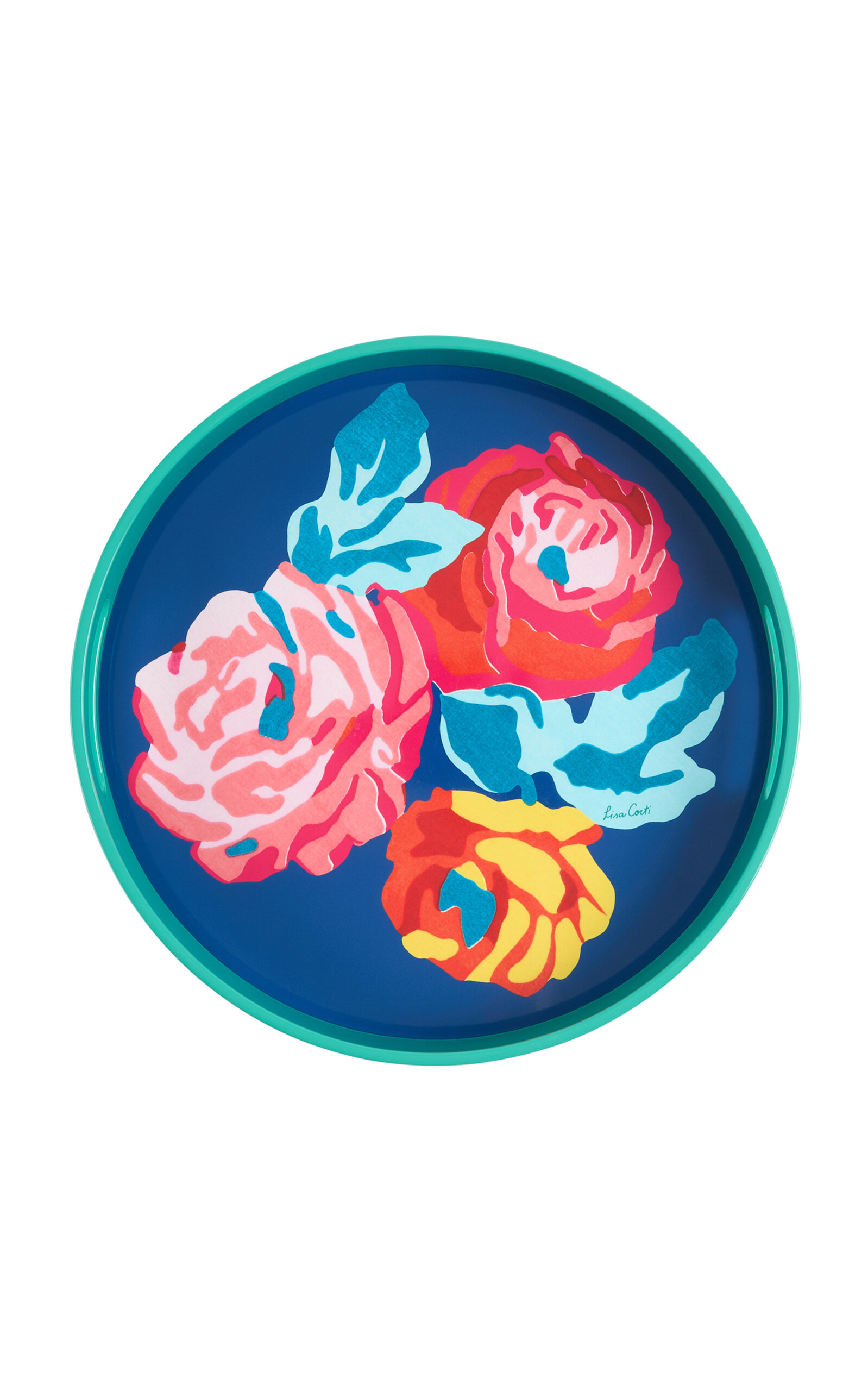 Lisa Corti - Round Tray 35x35 Nizam Flw Blue 35x35 - Blue In Multi