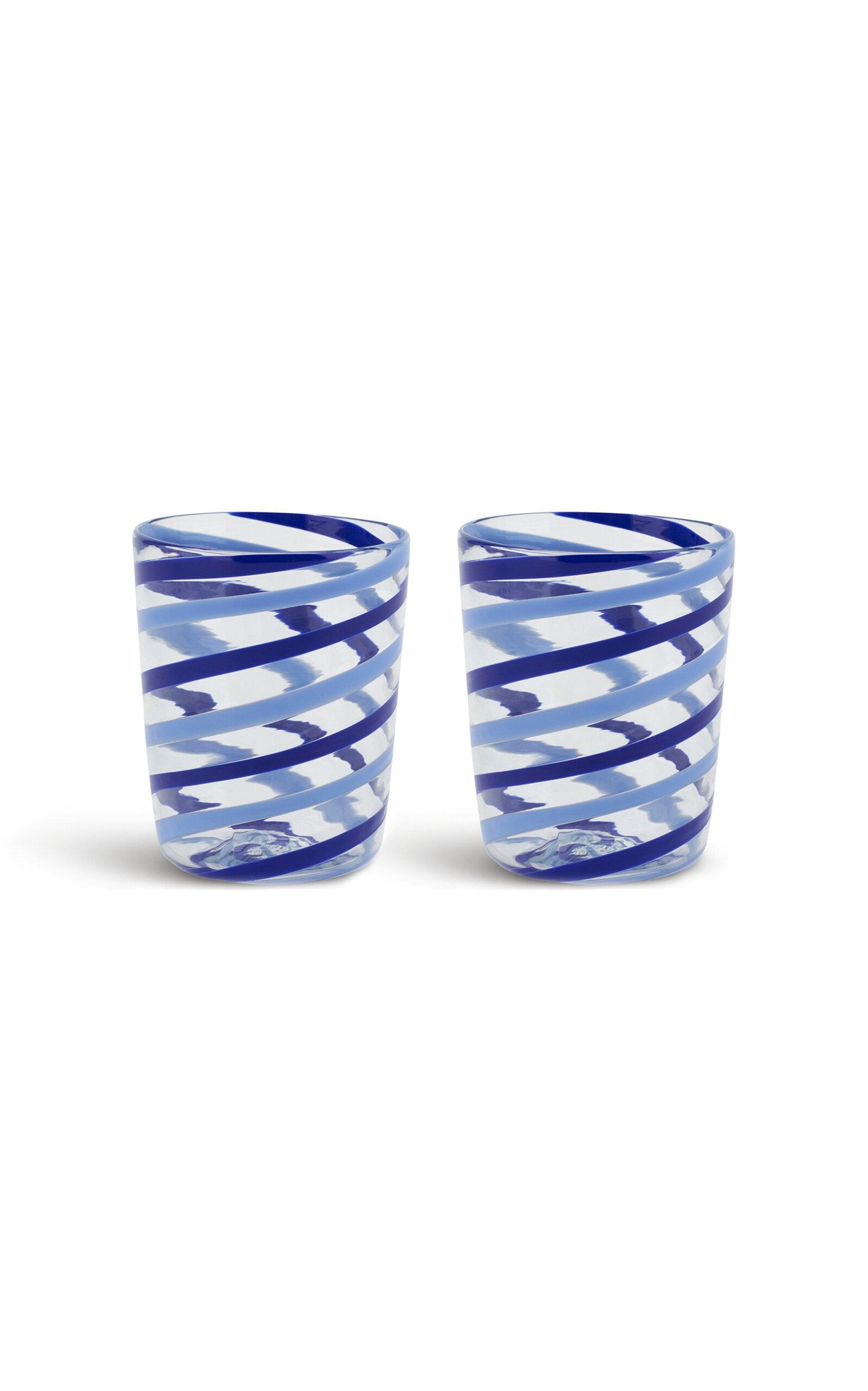 Lisa Corti - Decorative Glasses X 2 Canna Spiral Pervinch-blue H. 10 Cm. - Diam 8 Cm. - Multi