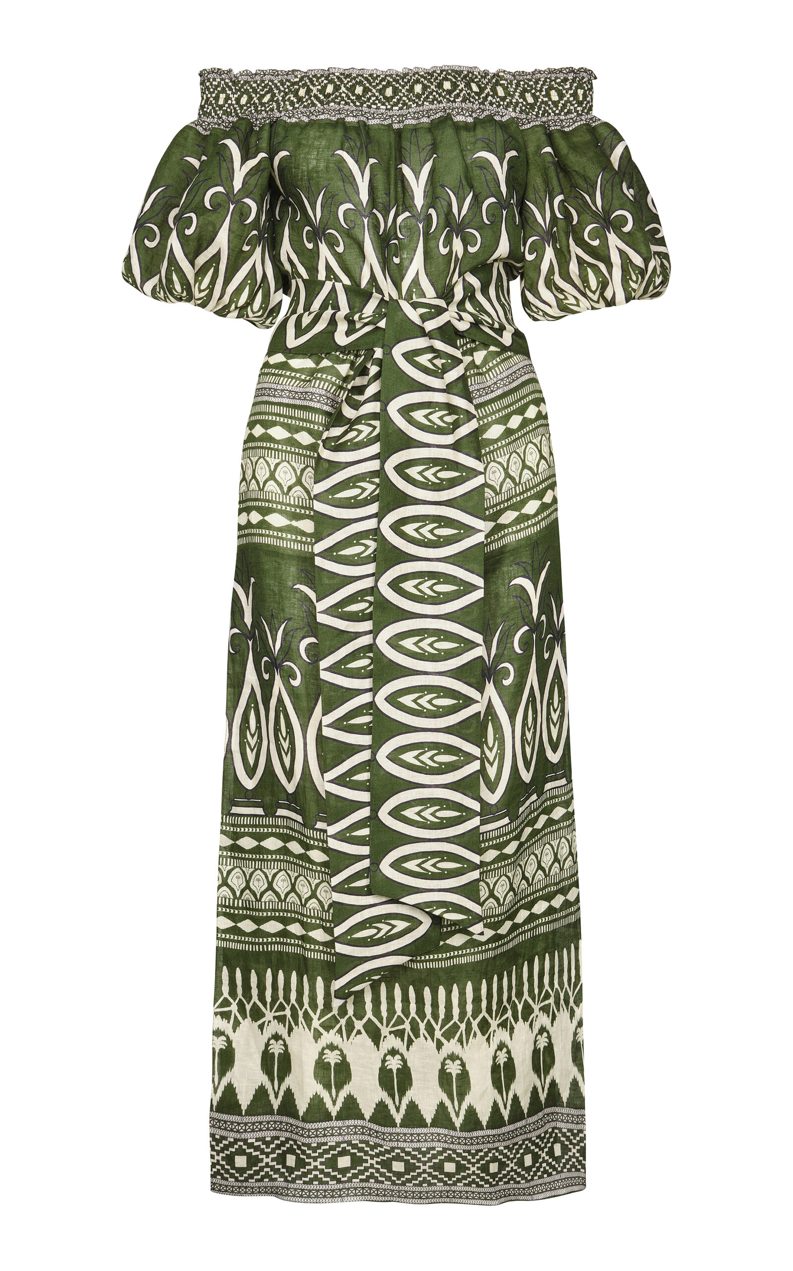 Johanna Ortiz Harbor Hues Cotton Ankle Dress In Animal Print