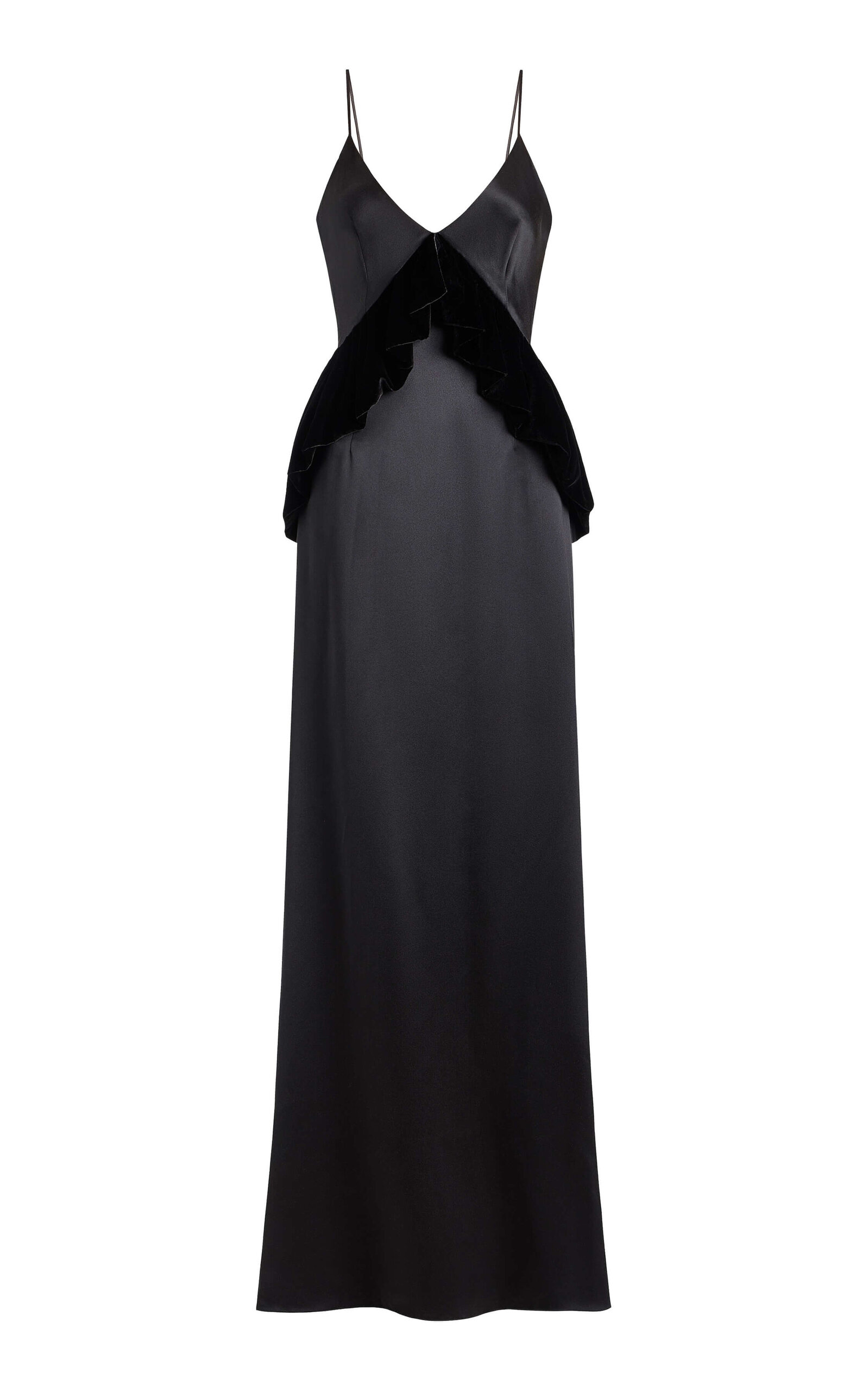 Markarian Neroli Satin And Velvet Gown In Black